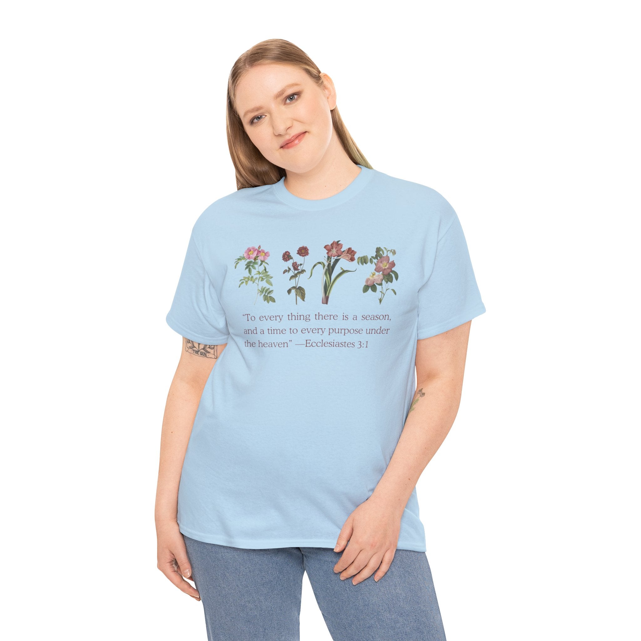 Christian -Biblical Inspirational Floral Quote Tee, Nature Lover Gift, Eco-Friendly Fashion, Casual Everyday Wear