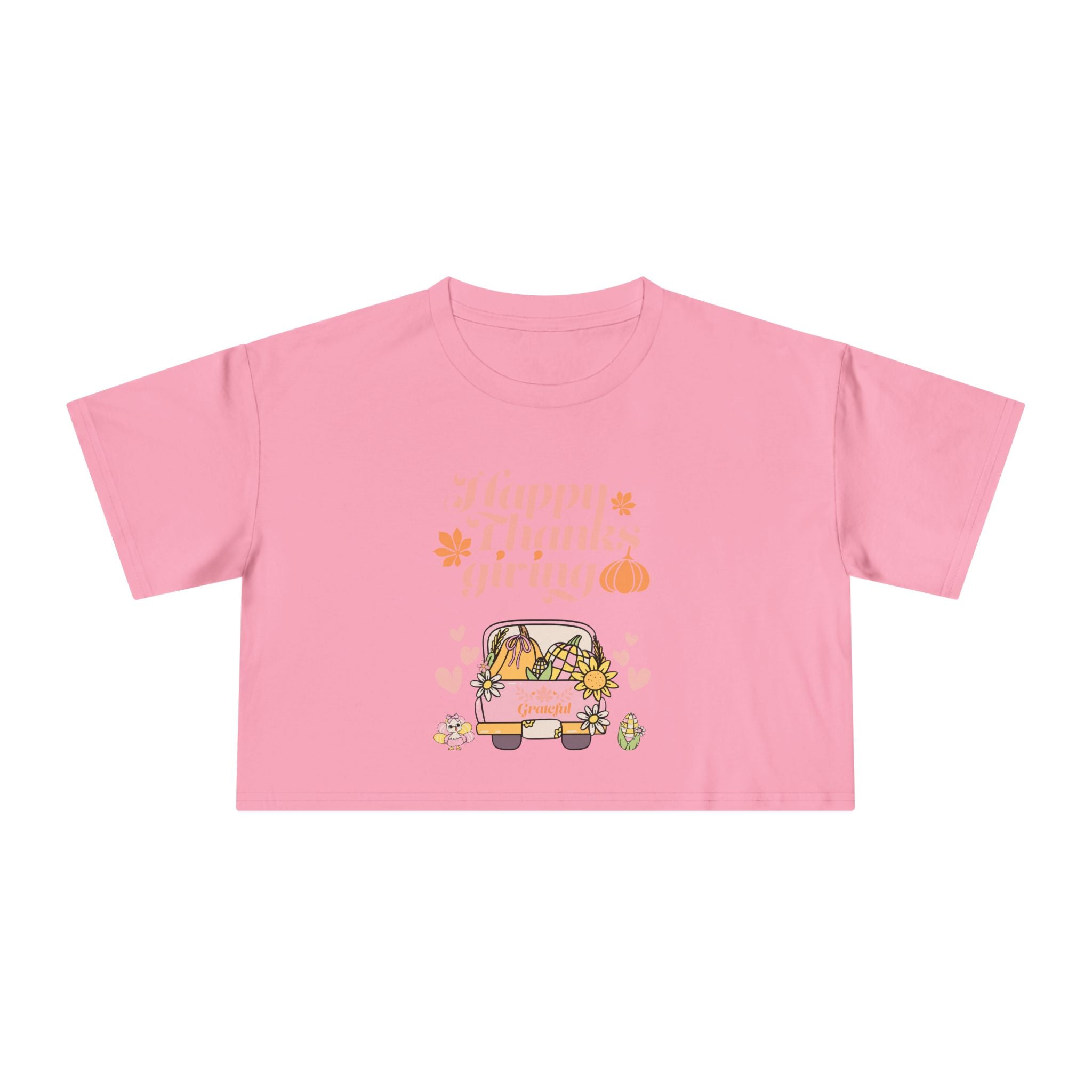 Thanksgiving Women's Crop Tee, Casual T-Shirt, Fall Fashion, Thanksgiving Gift, Cute Thanksgiving Apparel