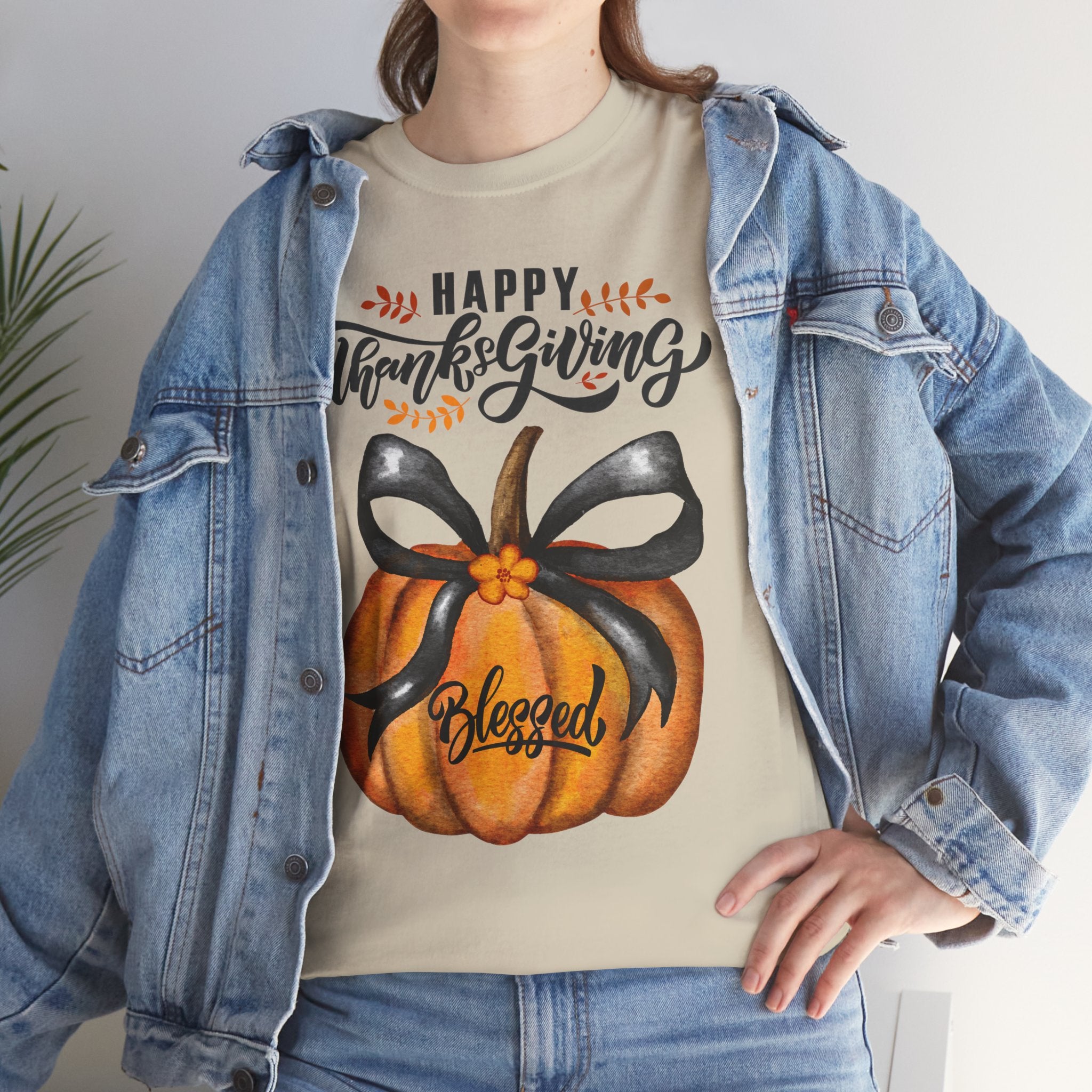 Thanksgiving Pumpkin Tee - Happy Thanksgiving, Blessed Shirt, Fall Apparel, Unisex Cotton Tee, Holiday Gift