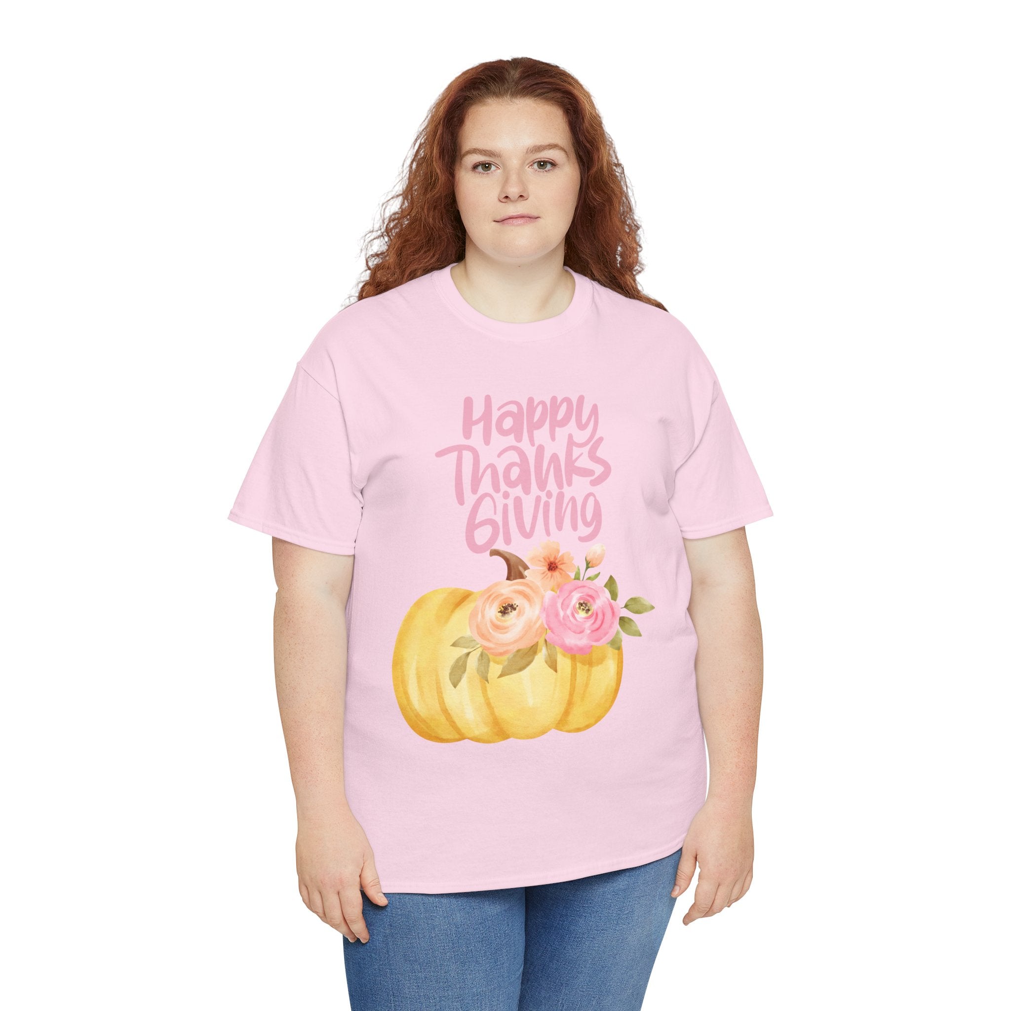 Thanksgiving Floral Tee, Holiday Shirt, Fall Fashion, Gifts for Her, Pumpkin T-Shirt, Autumn Apparel, Friendsgiving Outfit