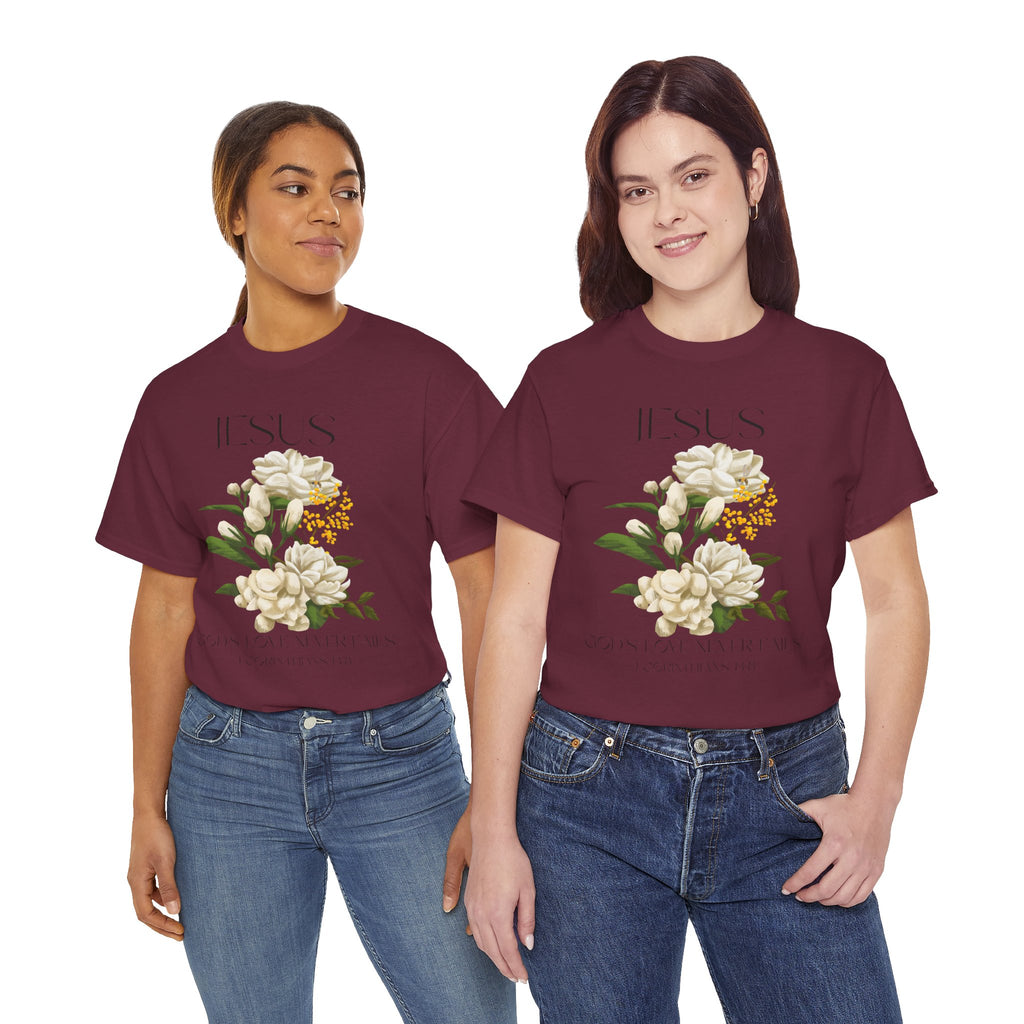 Jesus- God's love never fails-Unisex Heavy Cotton Tee