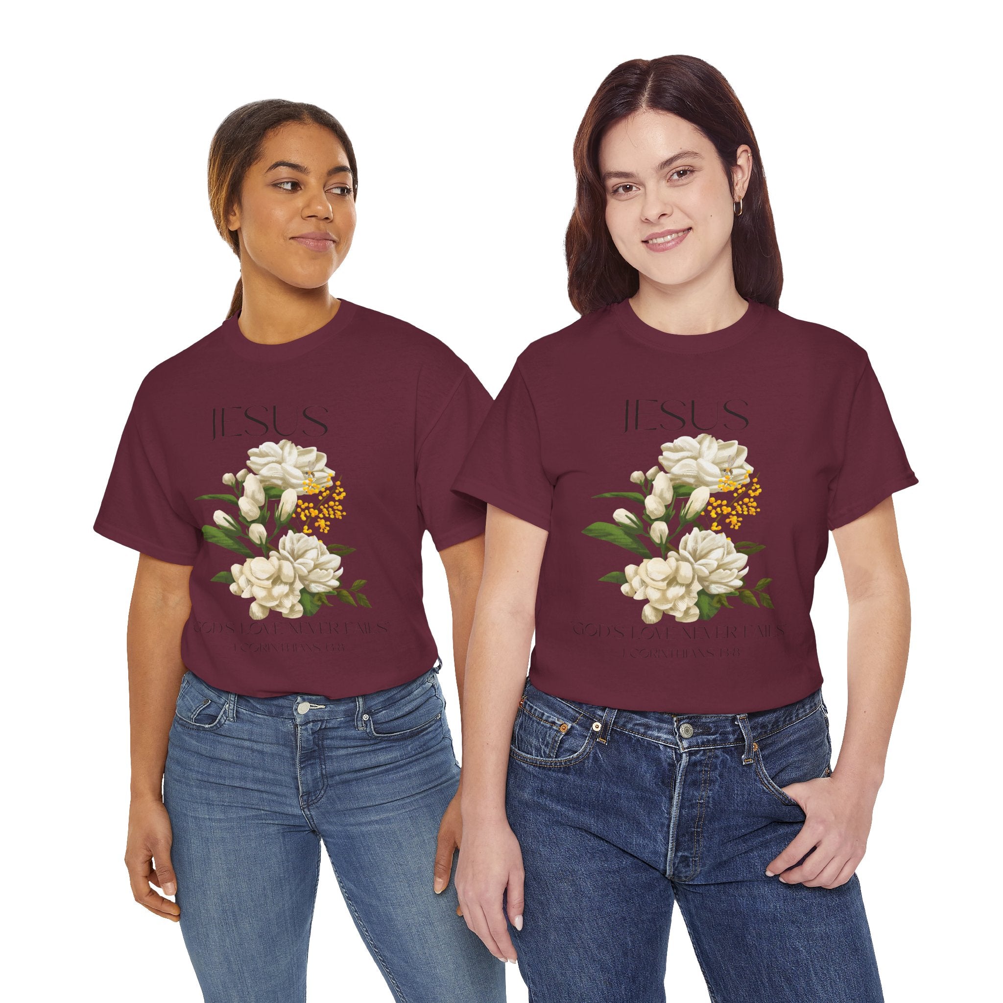 Jesus- God's love never fails-Unisex Heavy Cotton Tee