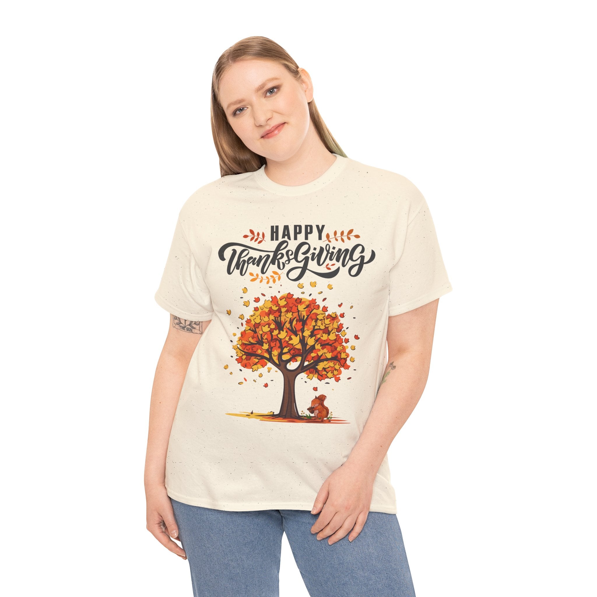 Happy Thanksgiving Tree Unisex Tee, Autumn Shirt, Holiday Apparel, Fall Fashion, Seasonal Gift