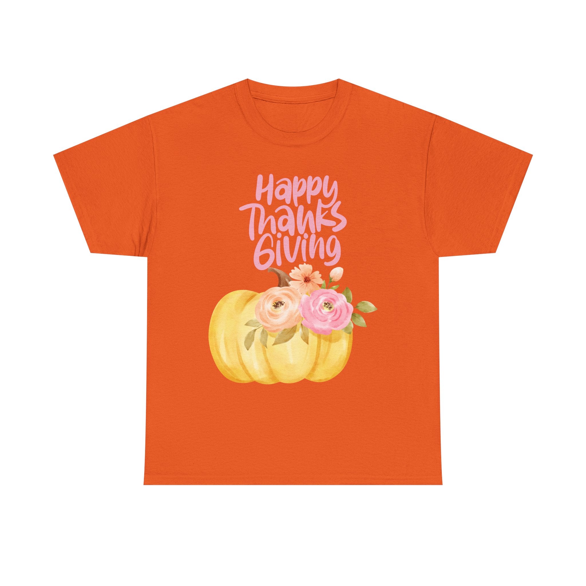 Thanksgiving Floral Tee, Holiday Shirt, Fall Fashion, Gifts for Her, Pumpkin T-Shirt, Autumn Apparel, Friendsgiving Outfit