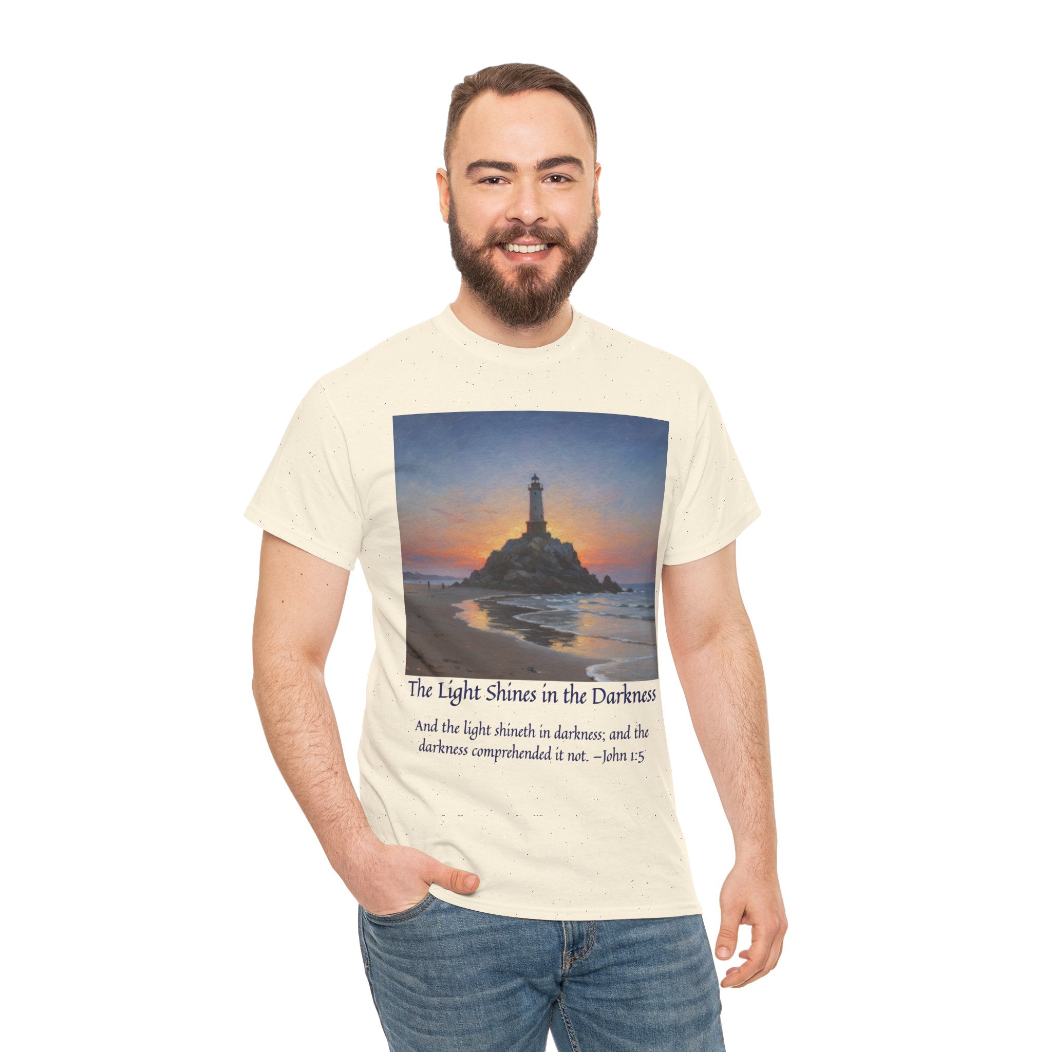 Light in Darkness Unisex Cotton Tee-inspired by Monet, Inspirational Shirt, Bible Verse Tee, Faith-Based Apparel, Perfect Gift for All Occasions