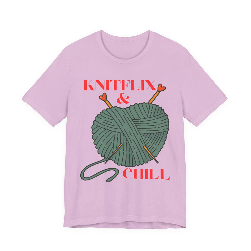 Knitflix & Chill Tee for Craft Lovers