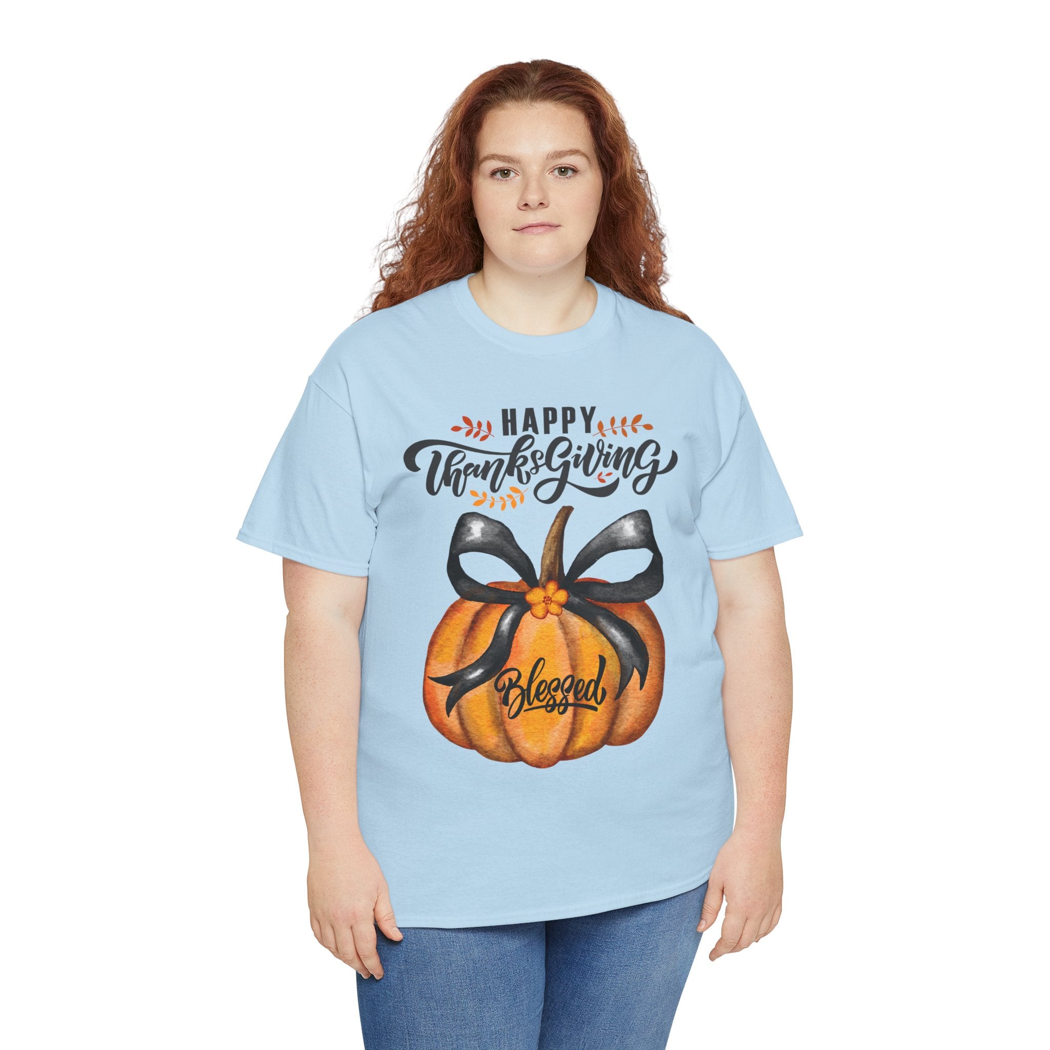 Thanksgiving Pumpkin Tee - Happy Thanksgiving, Blessed Shirt, Fall Apparel, Unisex Cotton Tee, Holiday Gift