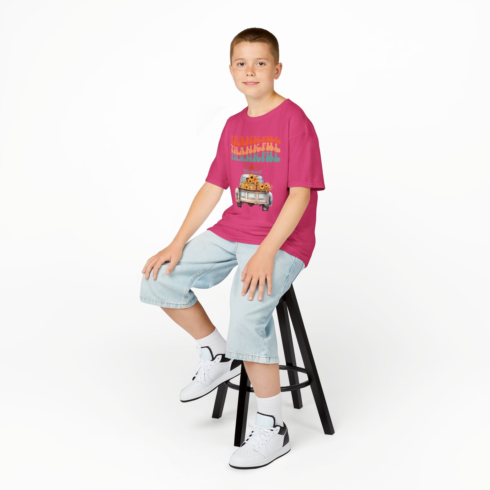 Thankful Kids Tee | Cute Autumn T-Shirt | Thanksgiving Gift | Kids Holiday Wear | Family Gathering Apparel