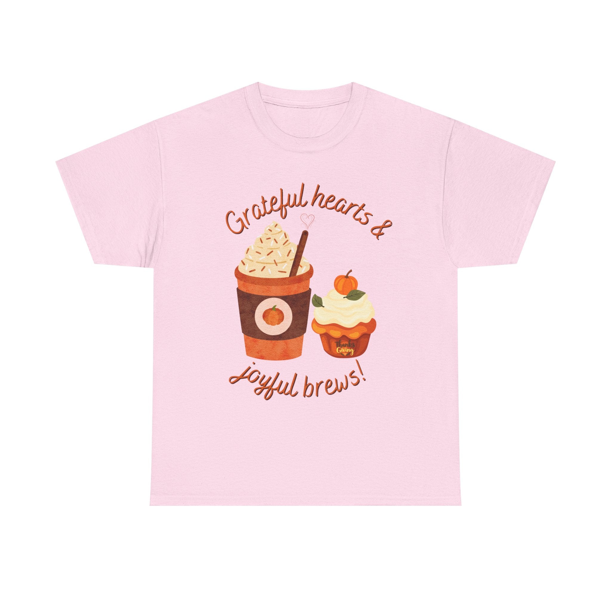 Happy Thanksgiving- Grateful Hearts & Joyful Brews Tee, Unisex Cotton Shirt, Coffee Lovers Gift, Casual Wear, Cute Tee for Celebrations, Fall Fashion