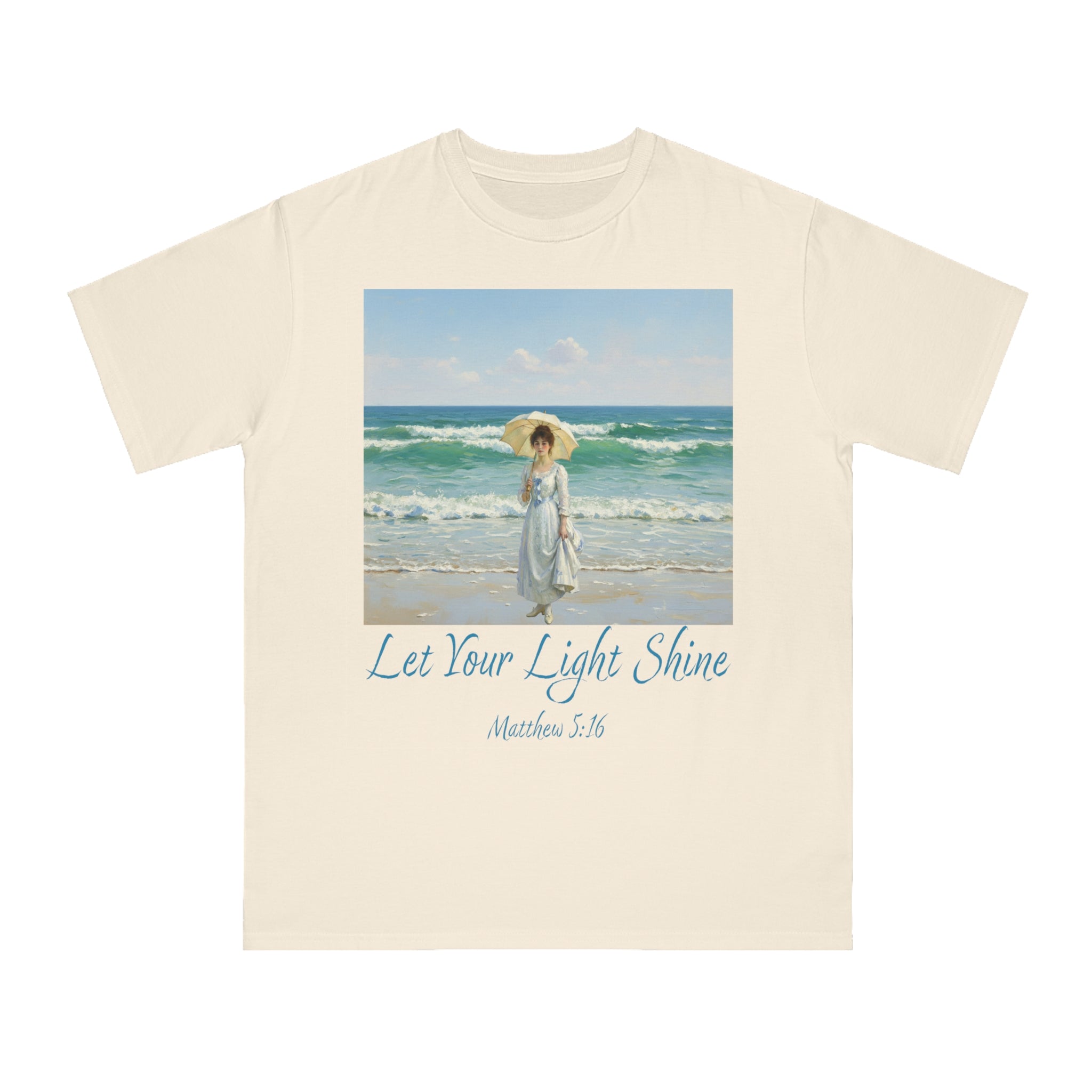 Organic Unisex Classic T-Shirt - Inspirational Beach Art, Let Your Light Shine Design-Figure with a Parasol- Monet Style, Perfect Gift for Ocean Lovers, Casual Wear, [...]