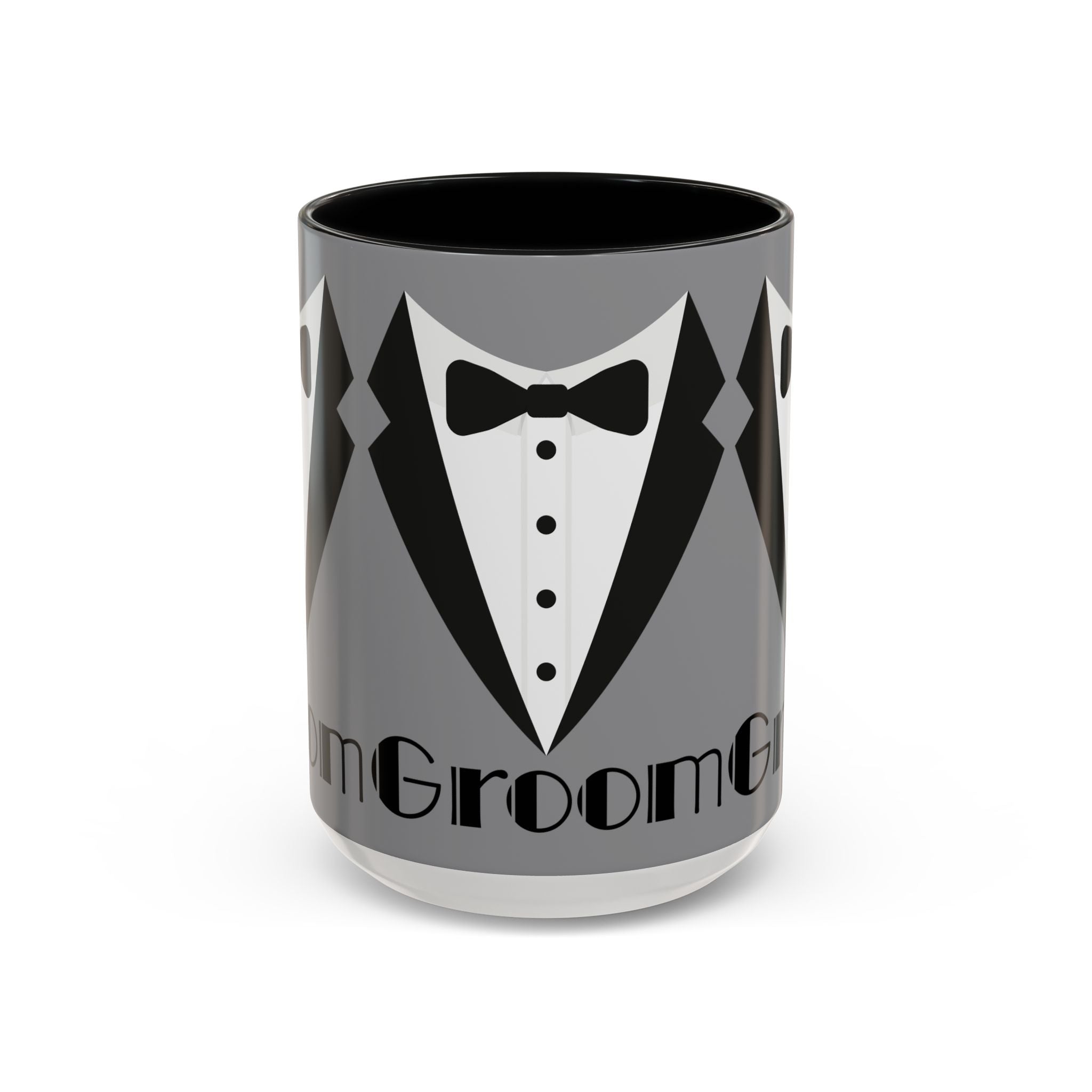 Groom Coffee Mug, Wedding Gift, Groomsmen Party Mug, Black and White Accent Mug, Engagement Celebration