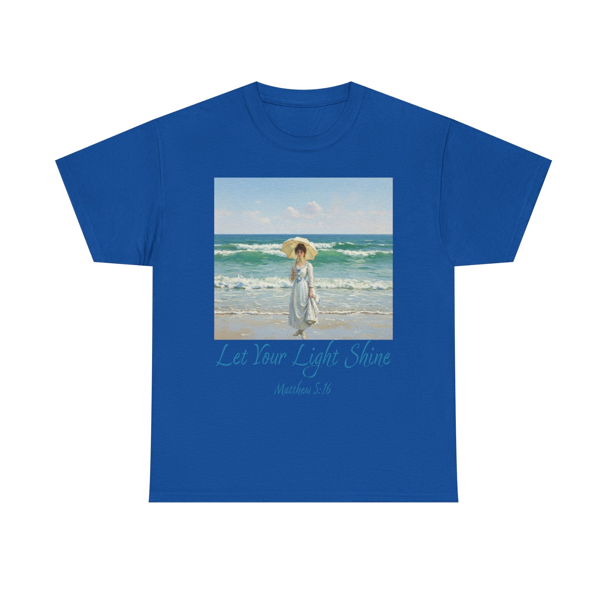 Let Your Light Shine- A Figure with a Parasol-Monet Style- Unisex Cotton Tee, Beach Vibes Shirt, Inspirational Summer Tee, Casual Gift for Her, Perfect for Days at the Shore
