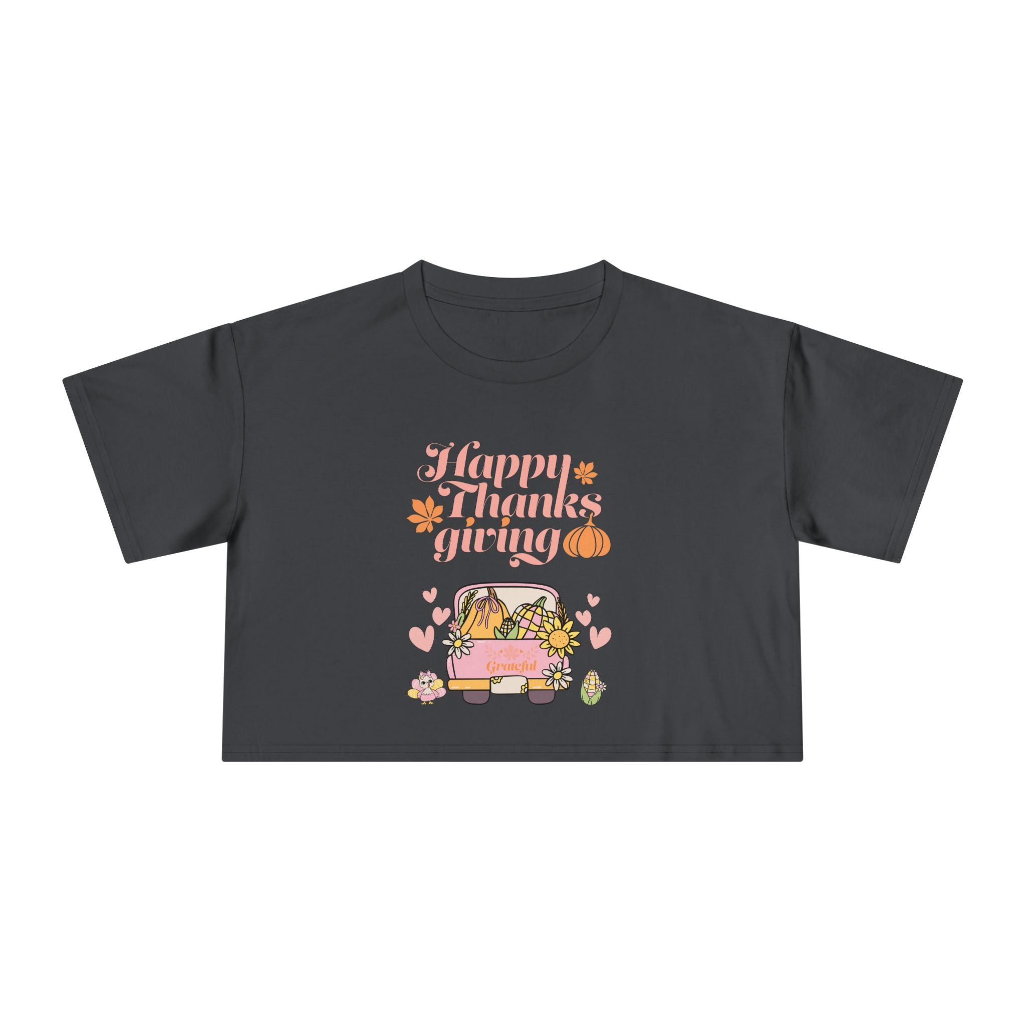 Thanksgiving Women's Crop Tee, Casual T-Shirt, Fall Fashion, Thanksgiving Gift, Cute Thanksgiving Apparel