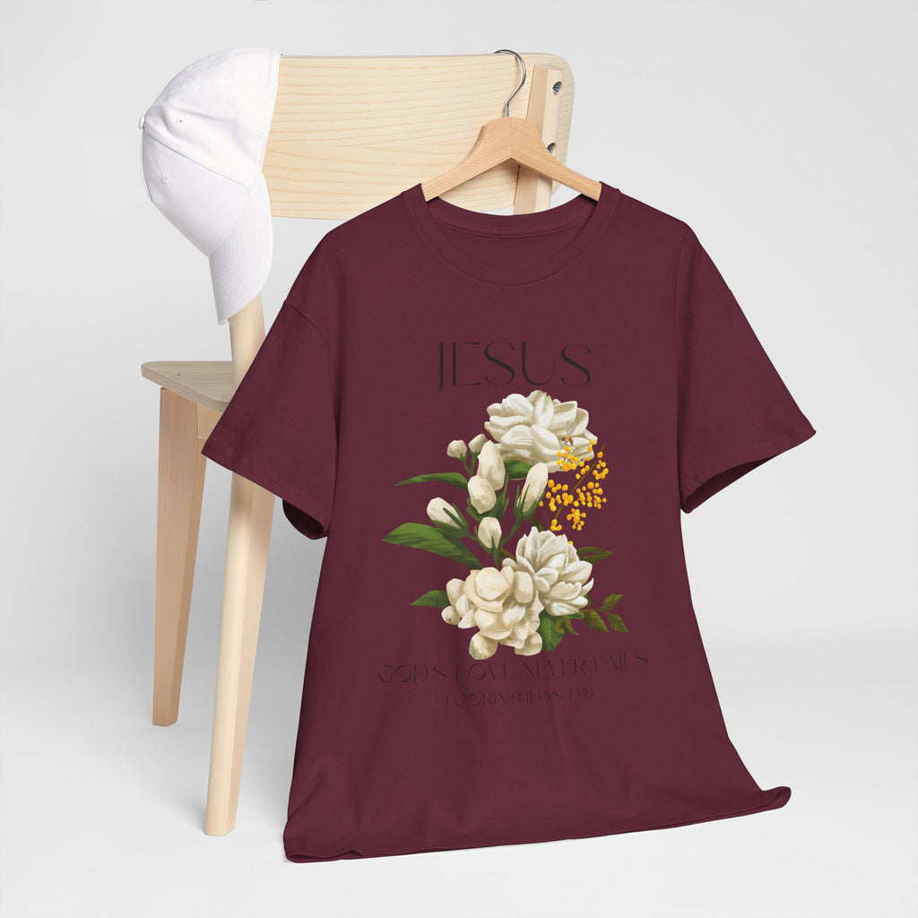 Jesus- God's love never fails-Unisex Heavy Cotton Tee