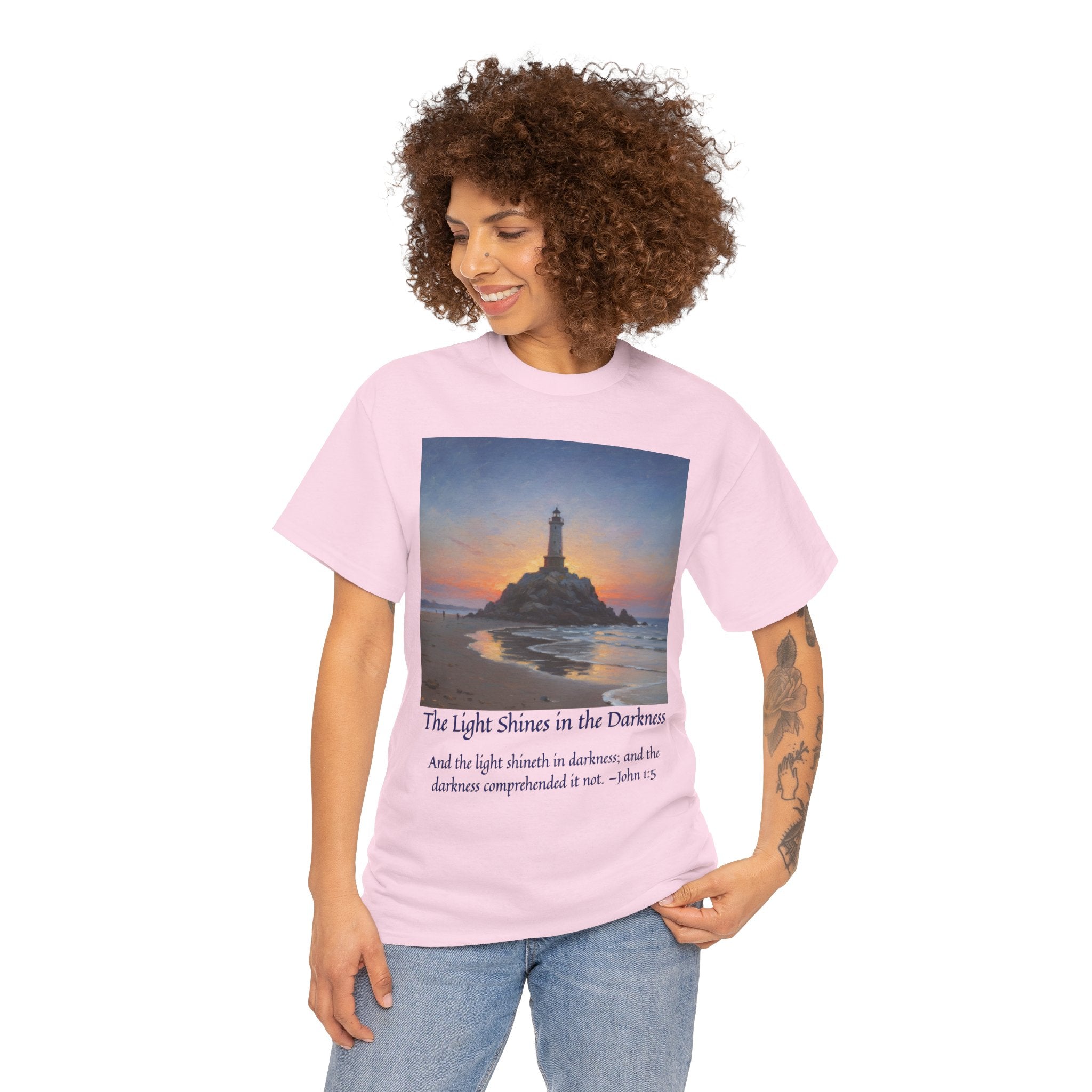 Light in Darkness Unisex Cotton Tee-inspired by Monet, Inspirational Shirt, Bible Verse Tee, Faith-Based Apparel, Perfect Gift for All Occasions