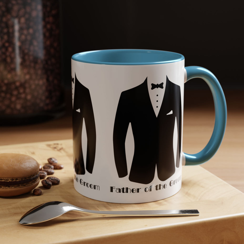Father of the Groom Accent Coffee Mug 11/15 oz- Perfect Groomsmen Gift, Wedding Keepsake, Stylish Drinkware, Unique Wedding Favor
