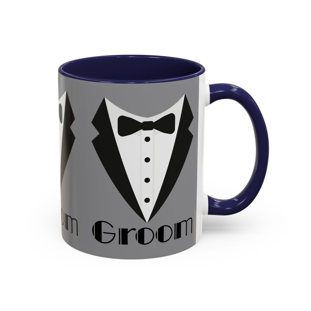 Groom Coffee Mug, Wedding Gift, Groomsmen Party Mug, Black and White Accent Mug, Engagement Celebration