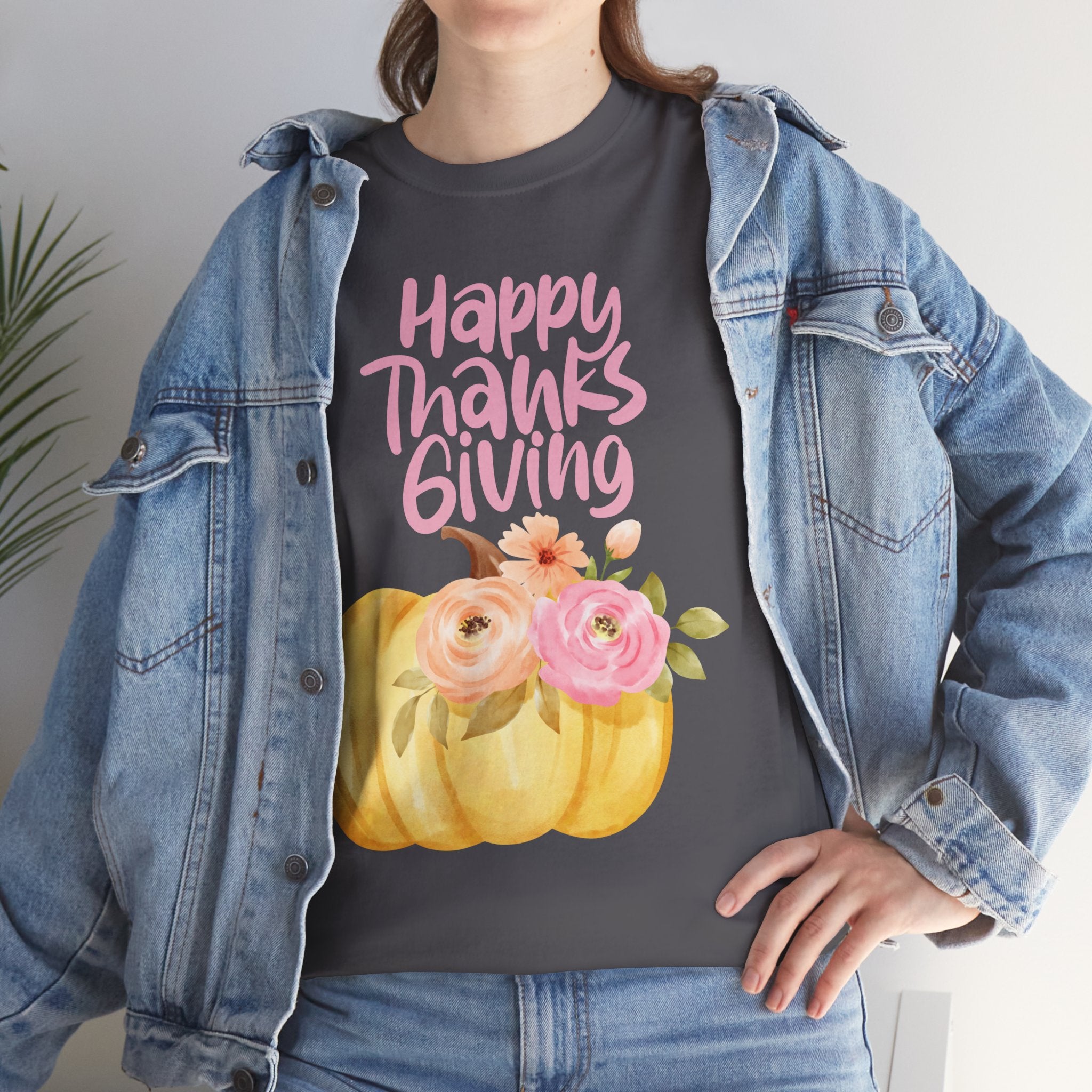 Thanksgiving Floral Tee, Holiday Shirt, Fall Fashion, Gifts for Her, Pumpkin T-Shirt, Autumn Apparel, Friendsgiving Outfit