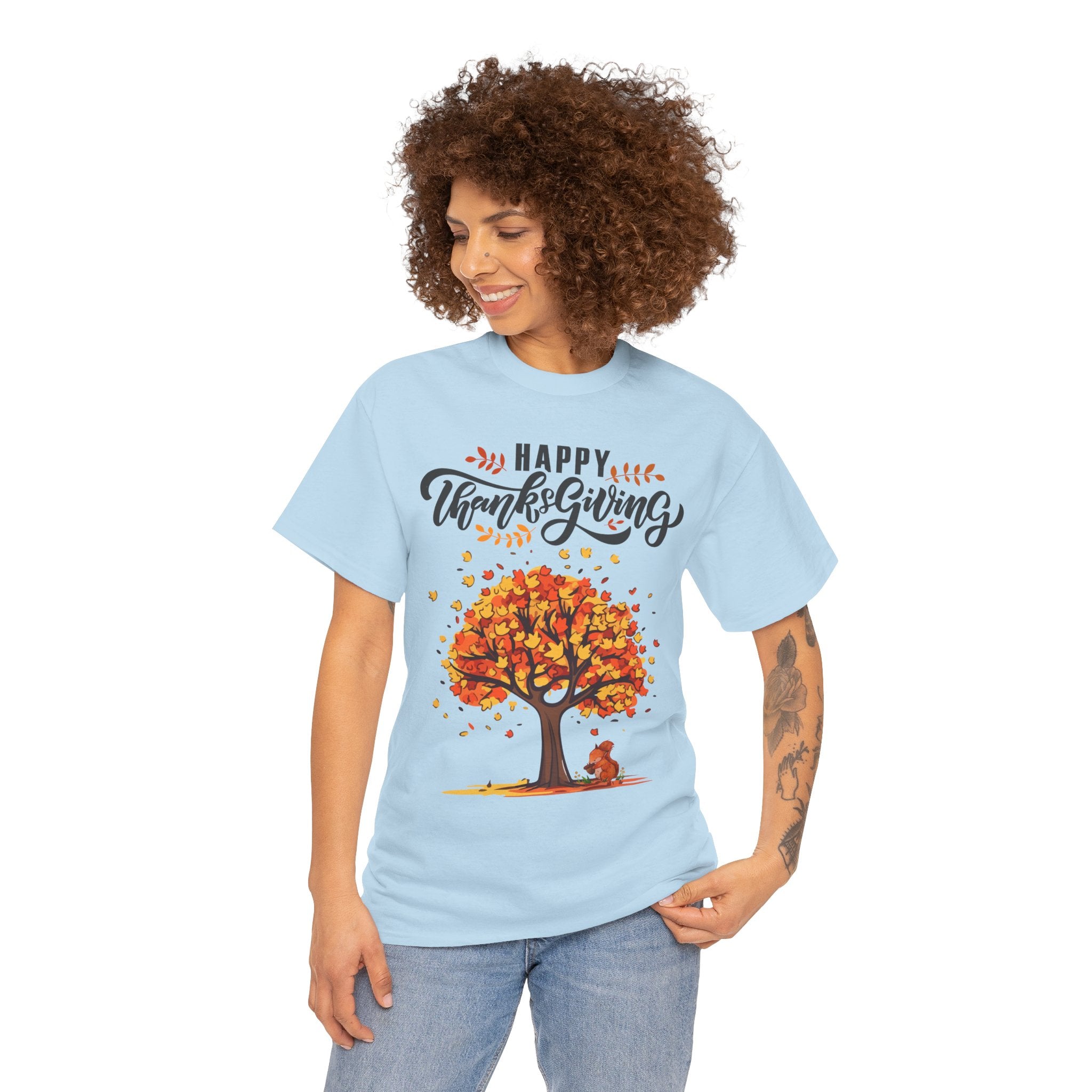 Happy Thanksgiving Tree Unisex Tee, Autumn Shirt, Holiday Apparel, Fall Fashion, Seasonal Gift