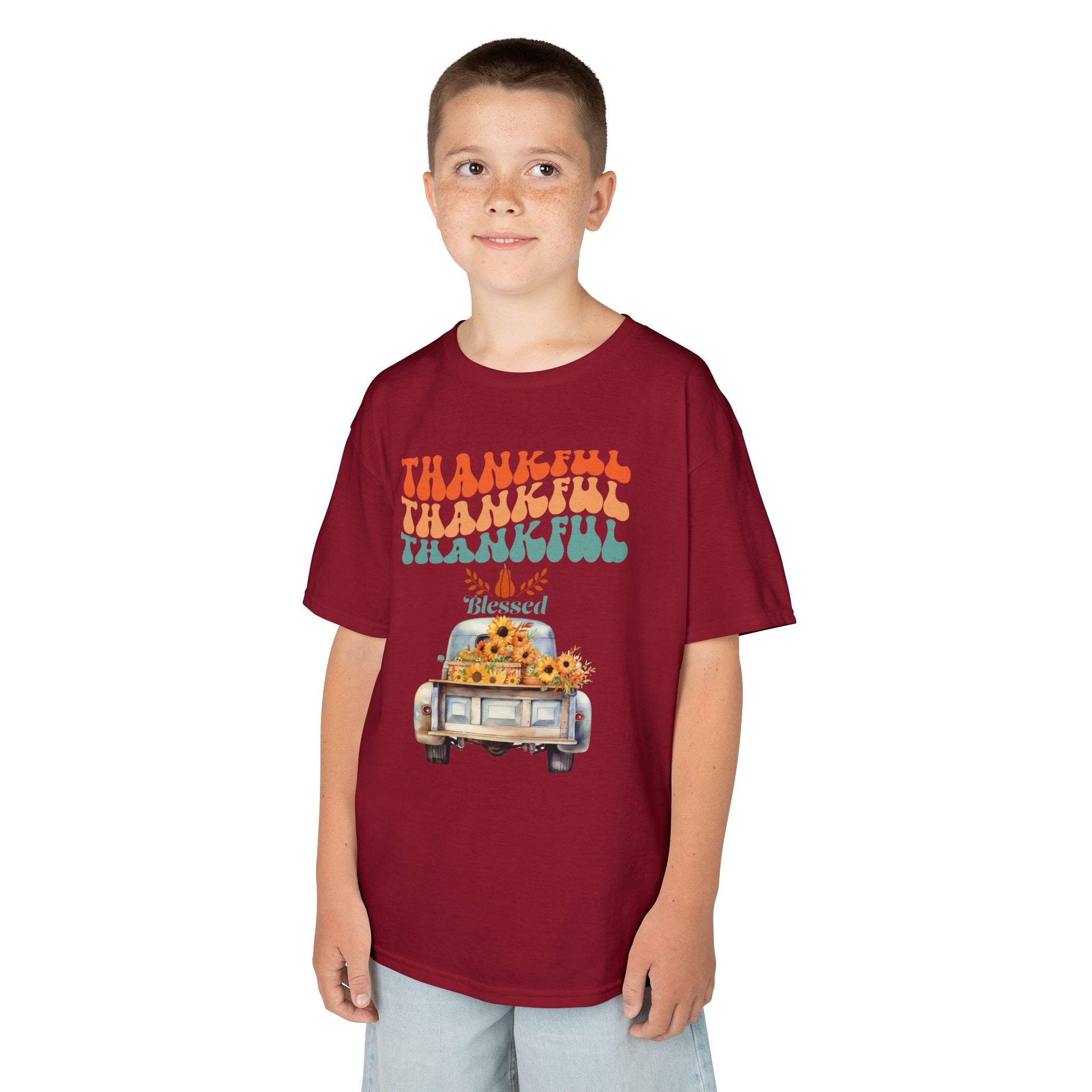 Thankful Kids Tee | Cute Autumn T-Shirt | Thanksgiving Gift | Kids Holiday Wear | Family Gathering Apparel