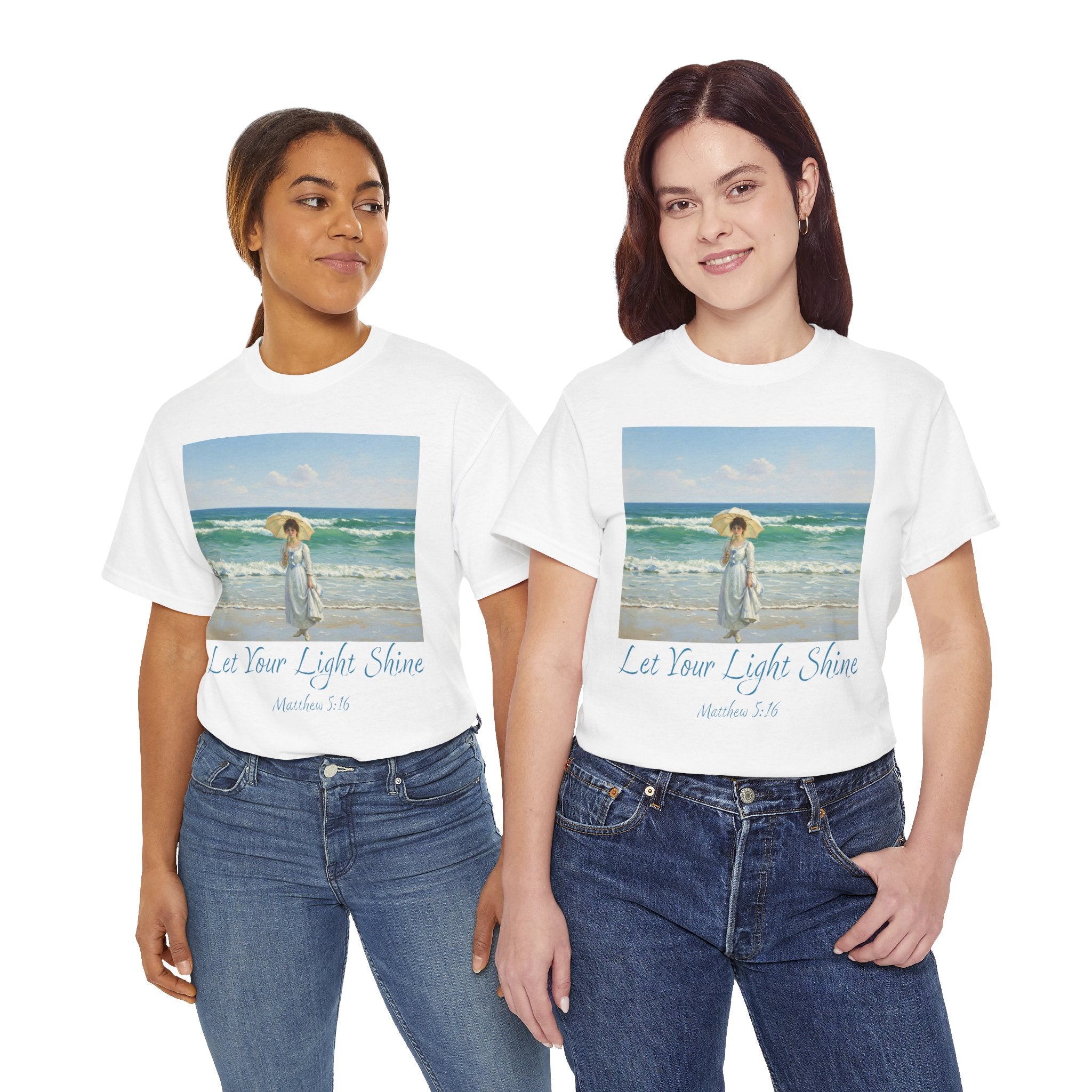 Let Your Light Shine- A Figure with a Parasol-Monet Style- Unisex Cotton Tee, Beach Vibes Shirt, Inspirational Summer Tee, Casual Gift for Her, Perfect for Days at the Shore