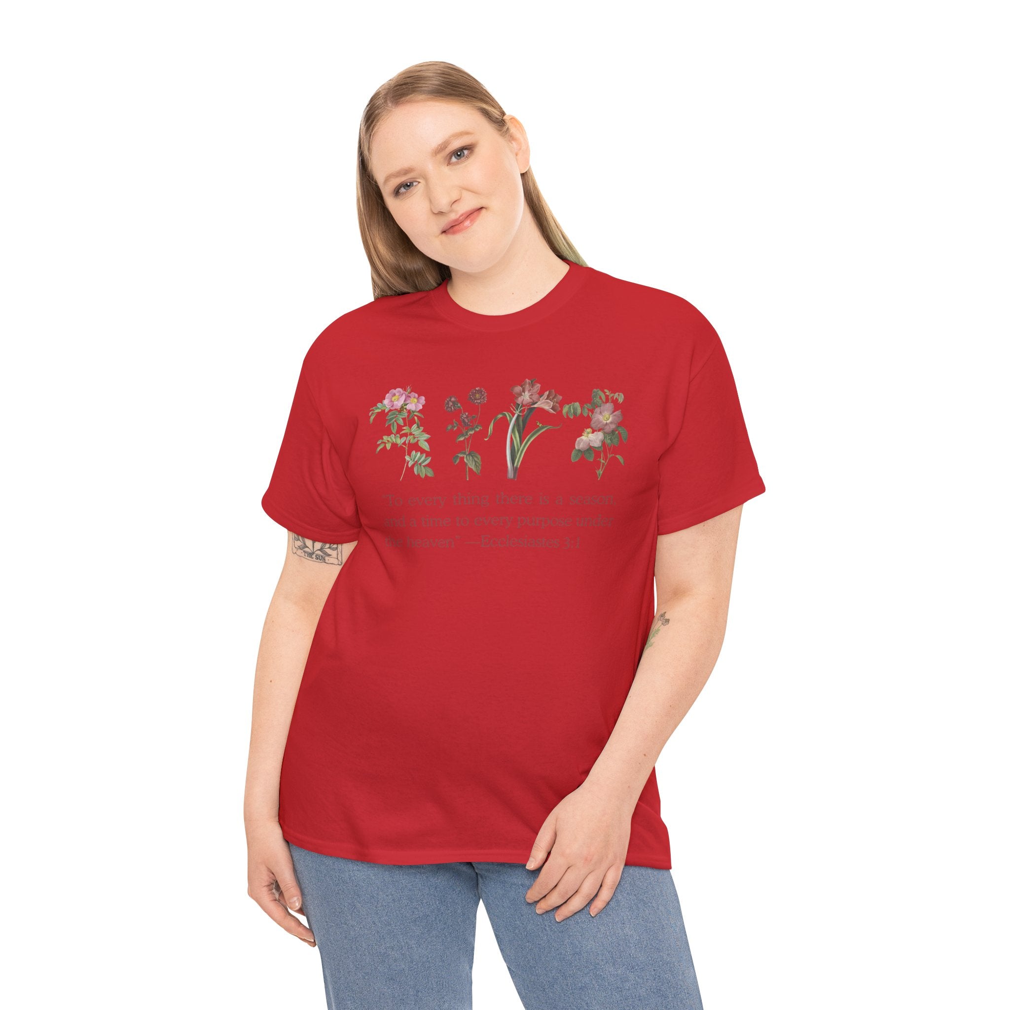 Christian -Biblical Inspirational Floral Quote Tee, Nature Lover Gift, Eco-Friendly Fashion, Casual Everyday Wear