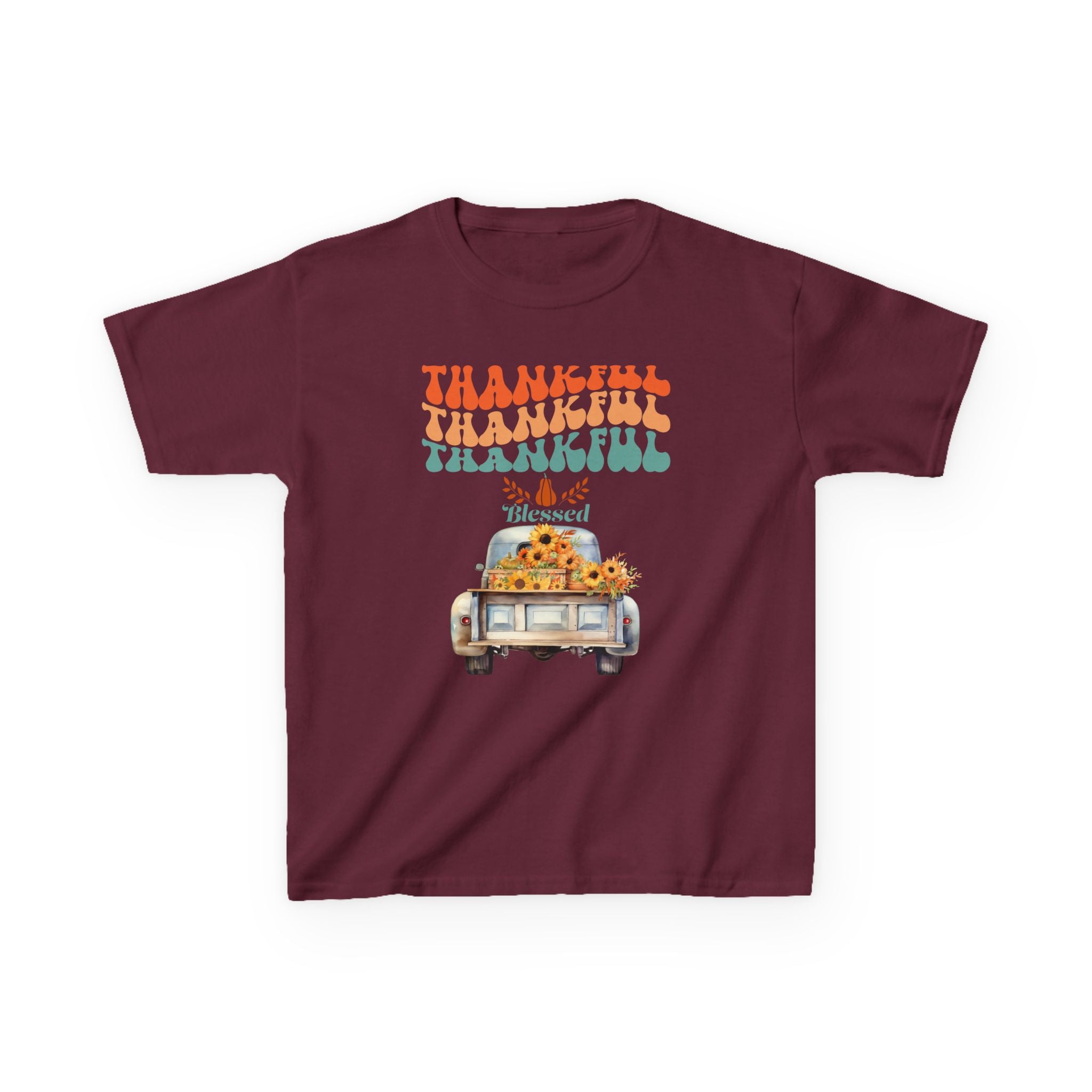 Thankful Kids Tee | Cute Autumn T-Shirt | Thanksgiving Gift | Kids Holiday Wear | Family Gathering Apparel