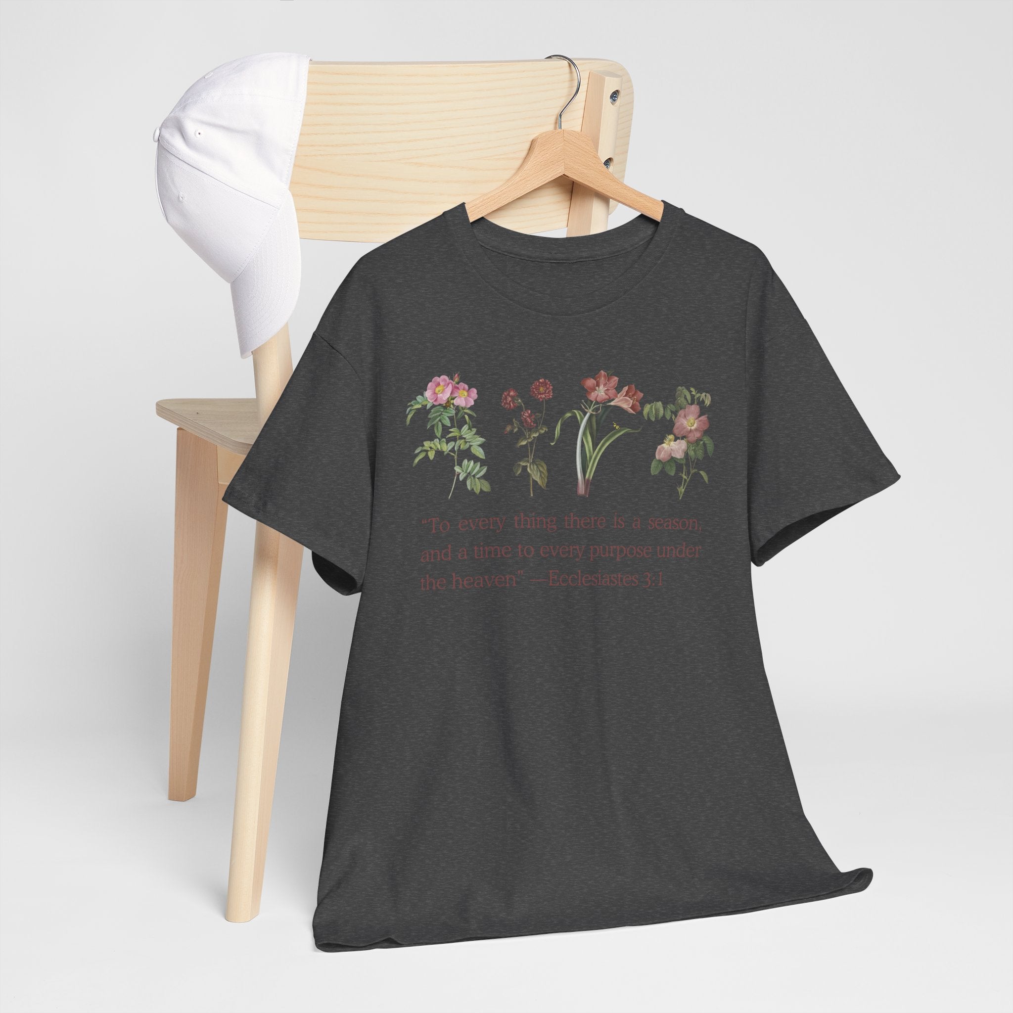 Christian -Biblical Inspirational Floral Quote Tee, Nature Lover Gift, Eco-Friendly Fashion, Casual Everyday Wear