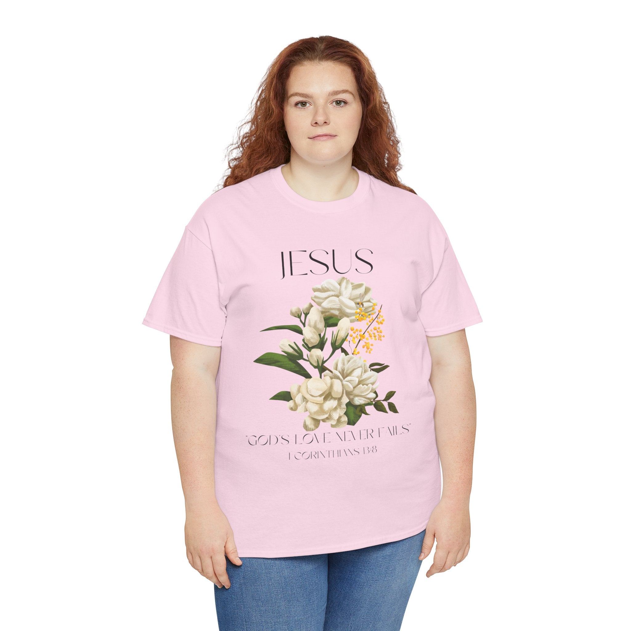 Jesus- God's love never fails-Unisex Heavy Cotton Tee