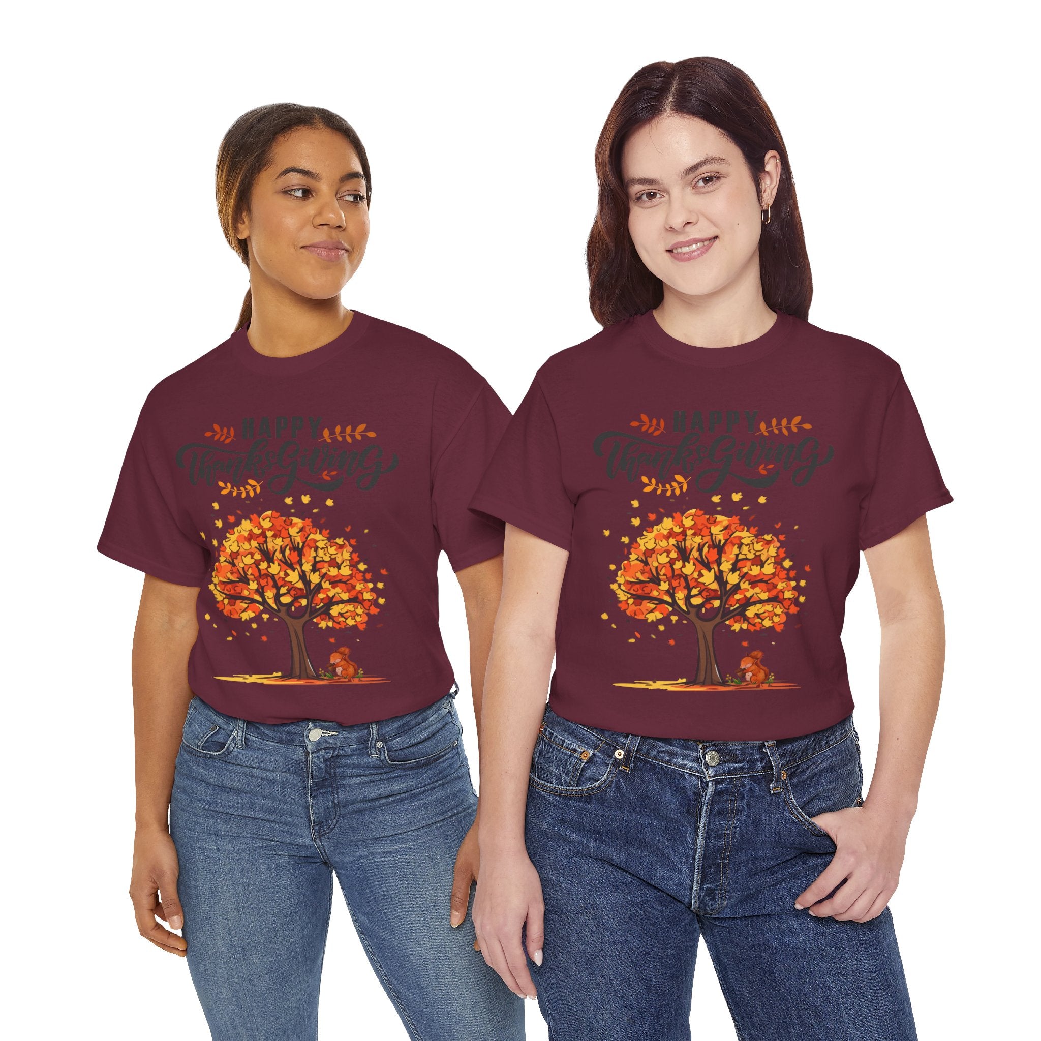 Happy Thanksgiving Tree Unisex Tee, Autumn Shirt, Holiday Apparel, Fall Fashion, Seasonal Gift