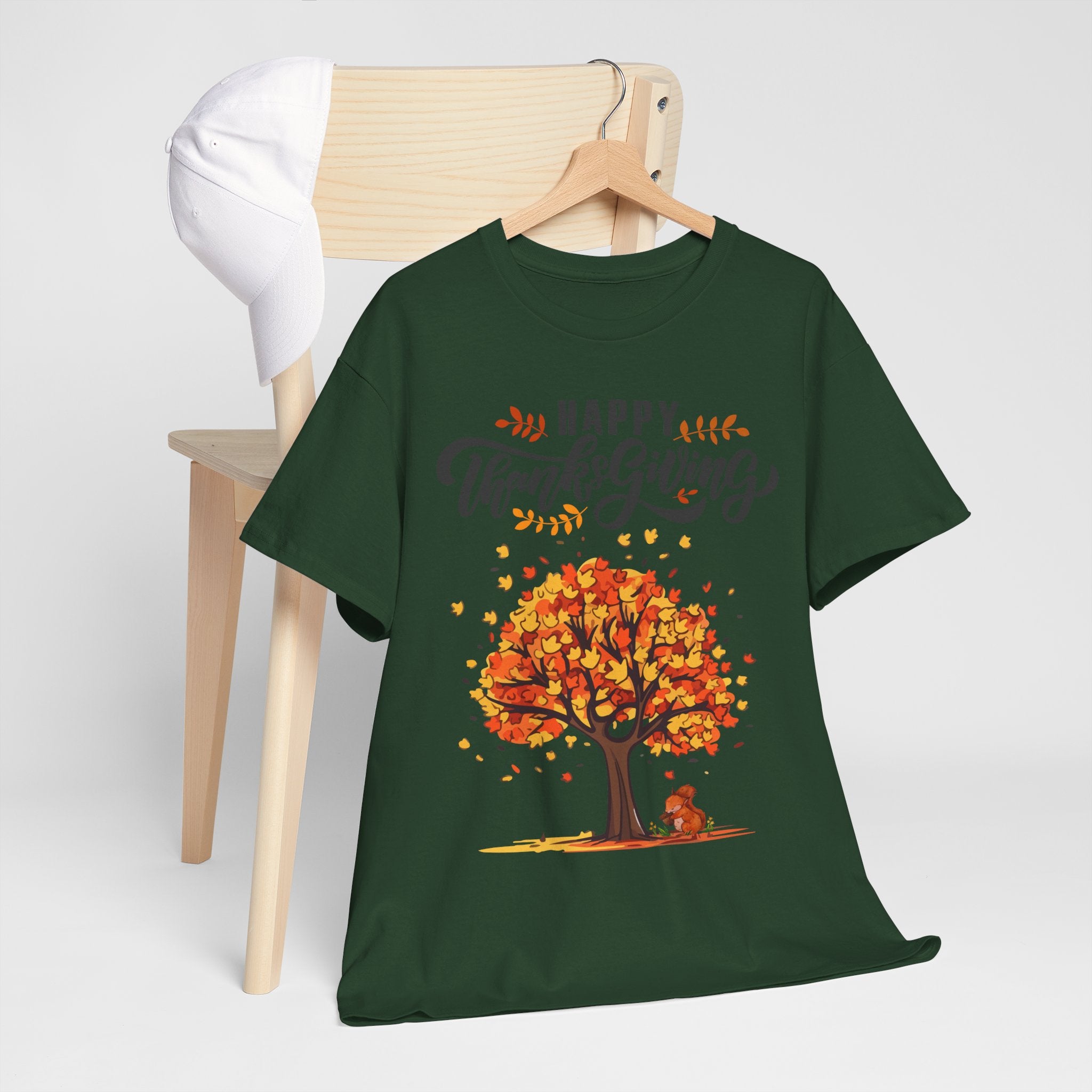 Happy Thanksgiving Tree Unisex Tee, Autumn Shirt, Holiday Apparel, Fall Fashion, Seasonal Gift