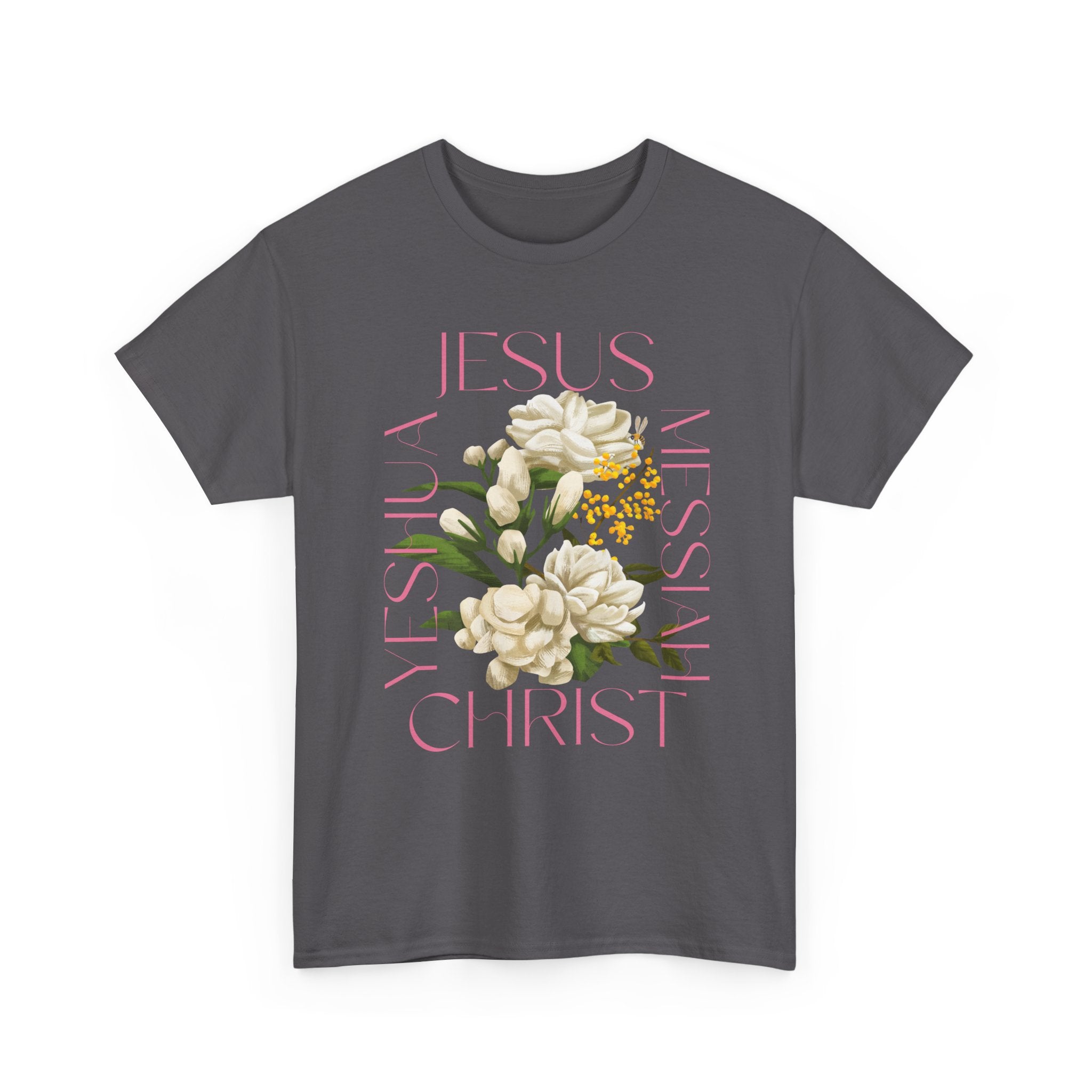 Floral Jesus Heavy Cotton Tee, Unisex T-Shirt, Christian Gift, Faith-Based Apparel, Religious Fashion, Inspirational Clothing