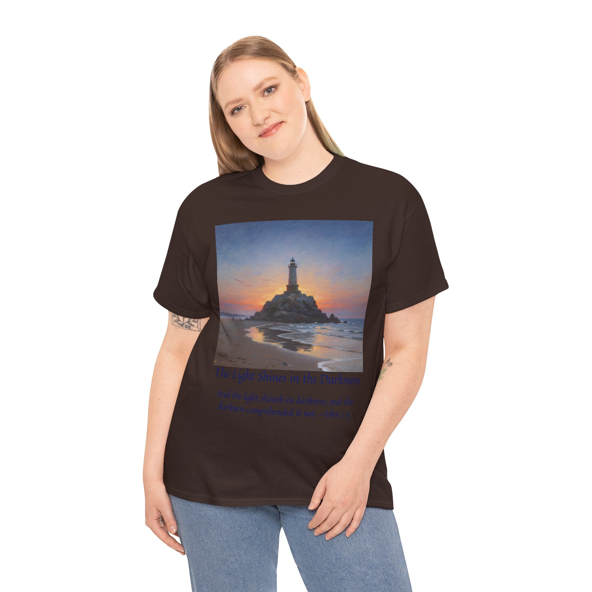 Light in Darkness Unisex Cotton Tee-inspired by Monet, Inspirational Shirt, Bible Verse Tee, Faith-Based Apparel, Perfect Gift for All Occasions