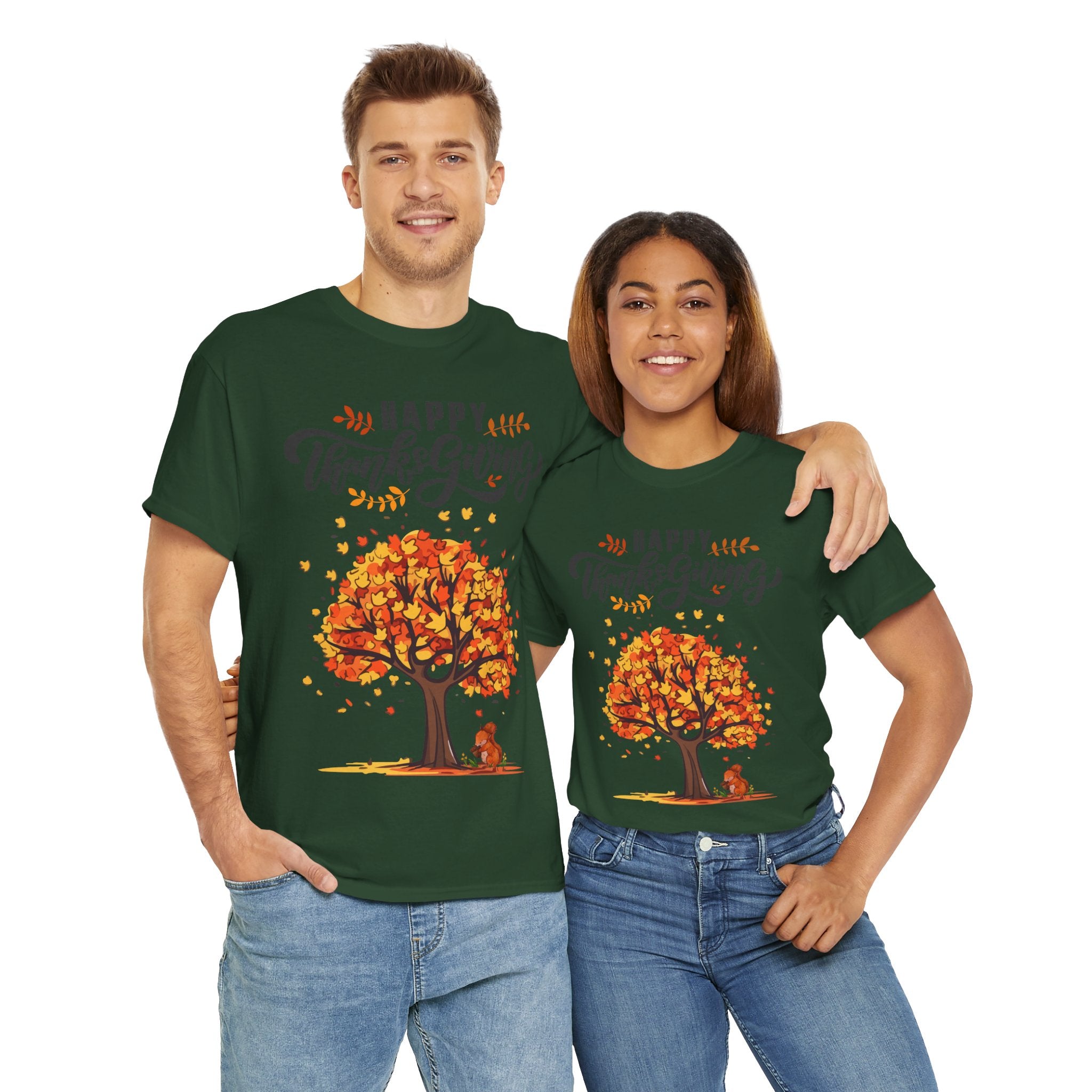 Happy Thanksgiving Tree Unisex Tee, Autumn Shirt, Holiday Apparel, Fall Fashion, Seasonal Gift