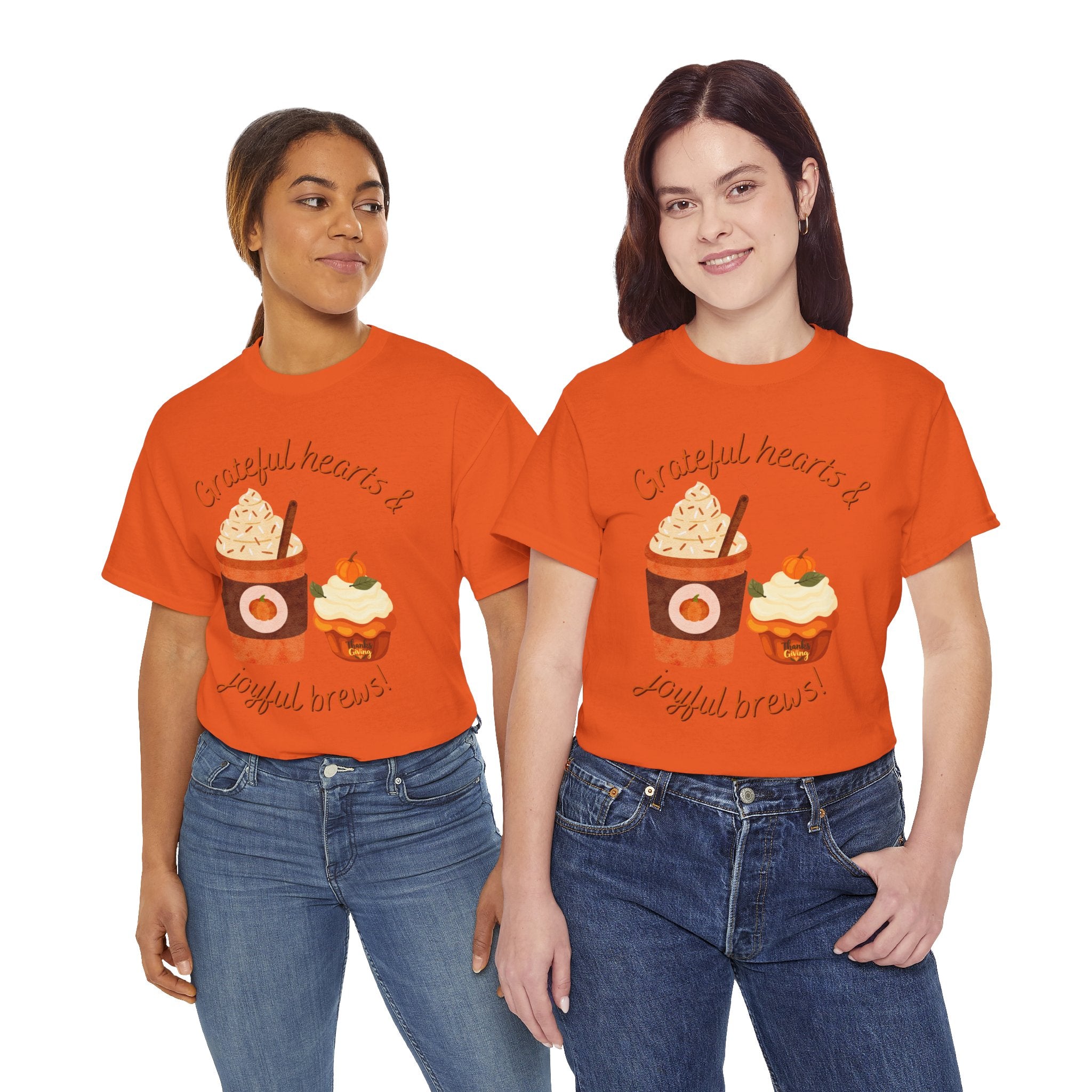 Happy Thanksgiving- Grateful Hearts & Joyful Brews Tee, Unisex Cotton Shirt, Coffee Lovers Gift, Casual Wear, Cute Tee for Celebrations, Fall Fashion