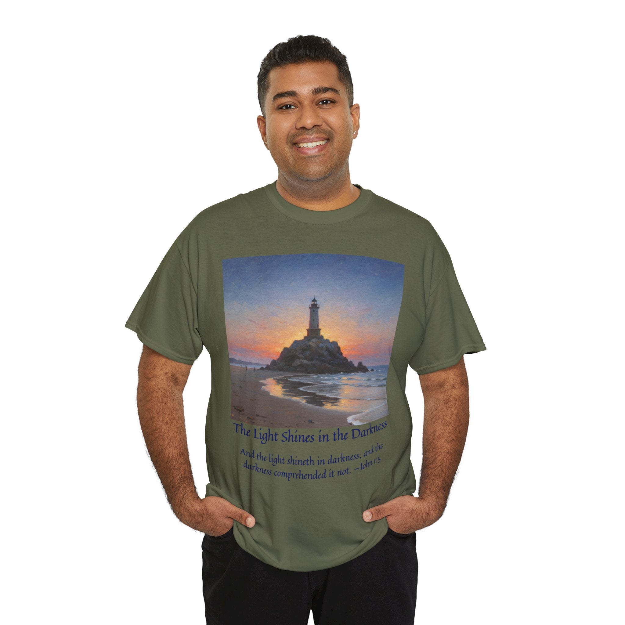 Light in Darkness Unisex Cotton Tee-inspired by Monet, Inspirational Shirt, Bible Verse Tee, Faith-Based Apparel, Perfect Gift for All Occasions