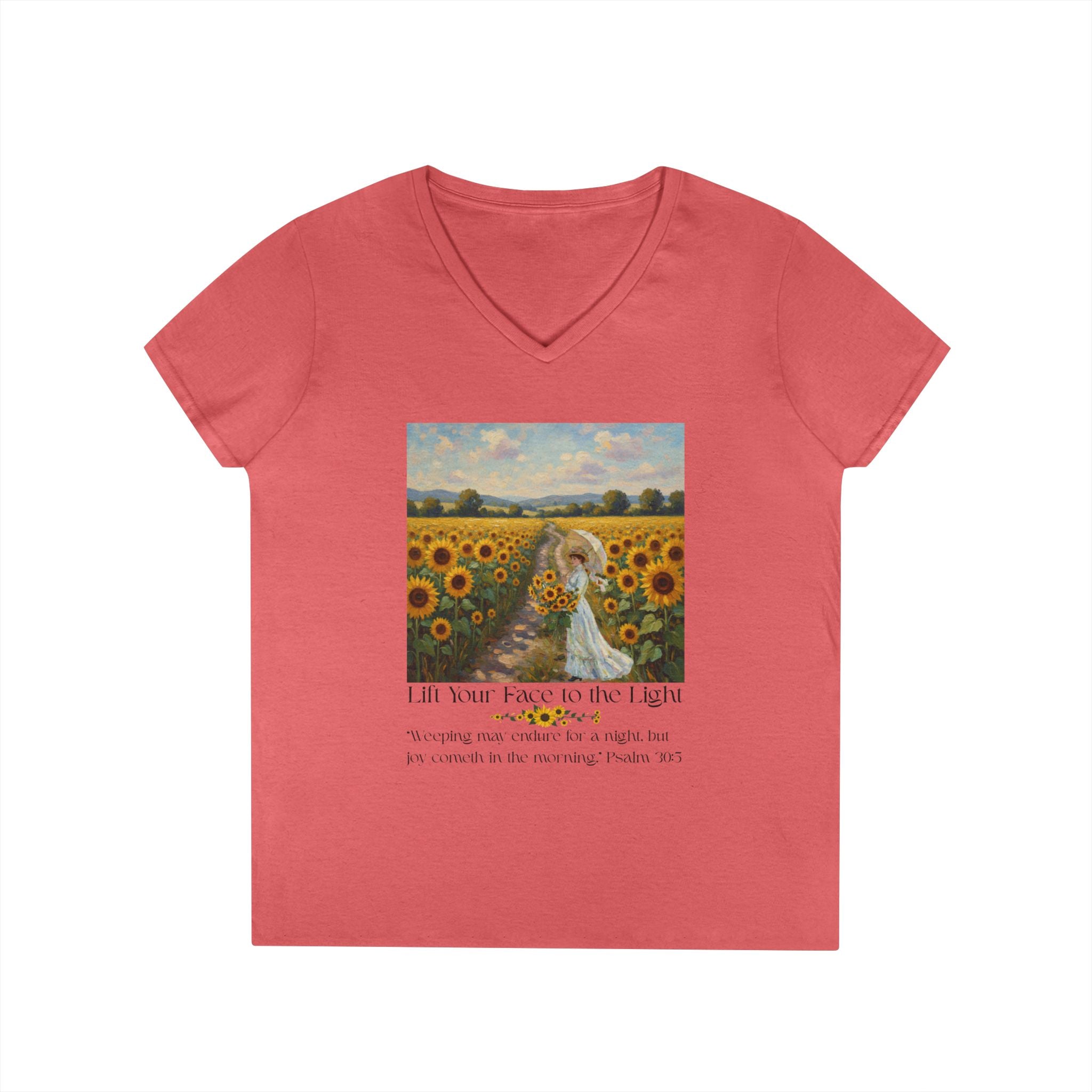 Sunflower Inspirational V-Neck T-Shirt, Motivational Tee, Gift for Her