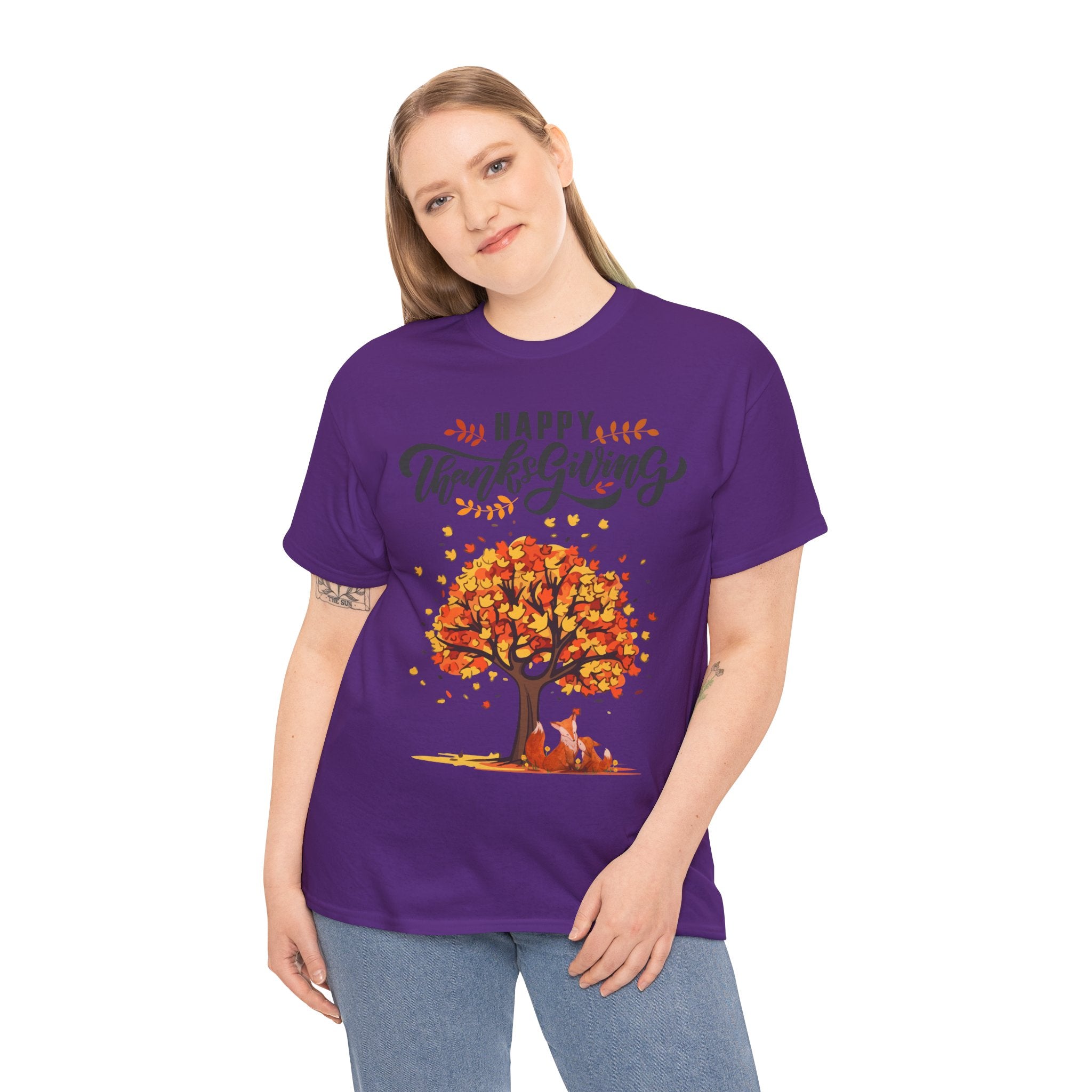 Thanksgiving Tree Tee, Fall T-Shirt, Autumn Apparel, Cozy Gift for Family, Cute Holiday Top