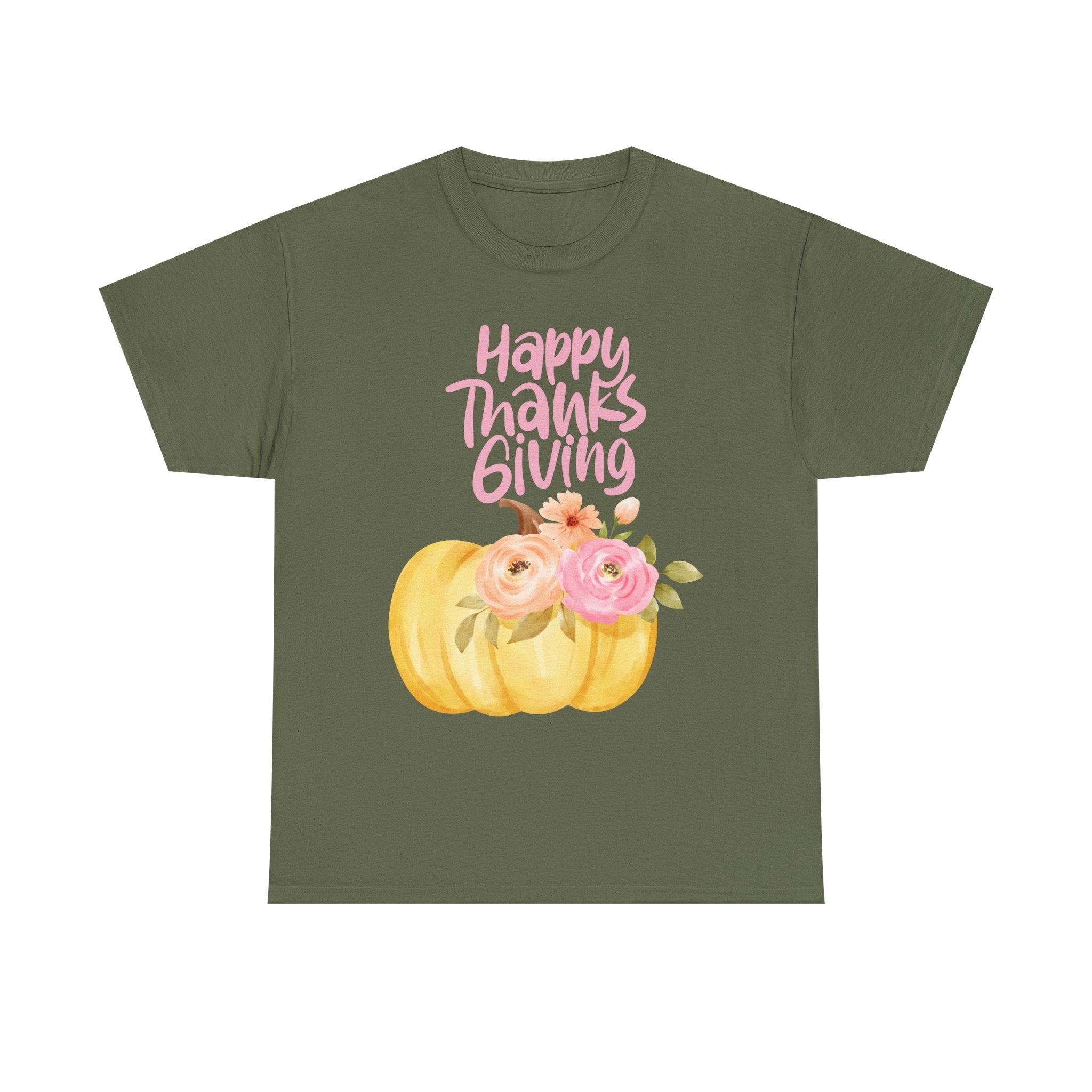 Thanksgiving Floral Tee, Holiday Shirt, Fall Fashion, Gifts for Her, Pumpkin T-Shirt, Autumn Apparel, Friendsgiving Outfit