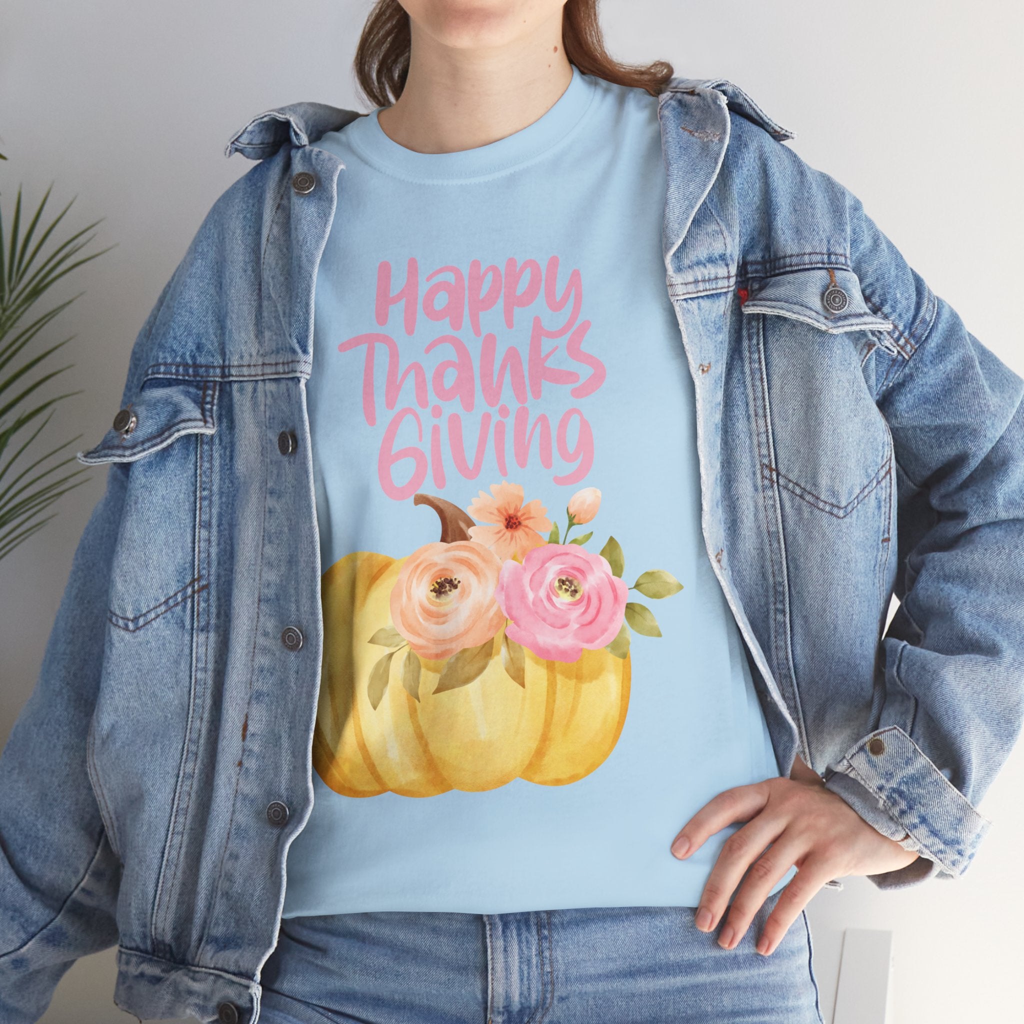 Thanksgiving Floral Tee, Holiday Shirt, Fall Fashion, Gifts for Her, Pumpkin T-Shirt, Autumn Apparel, Friendsgiving Outfit