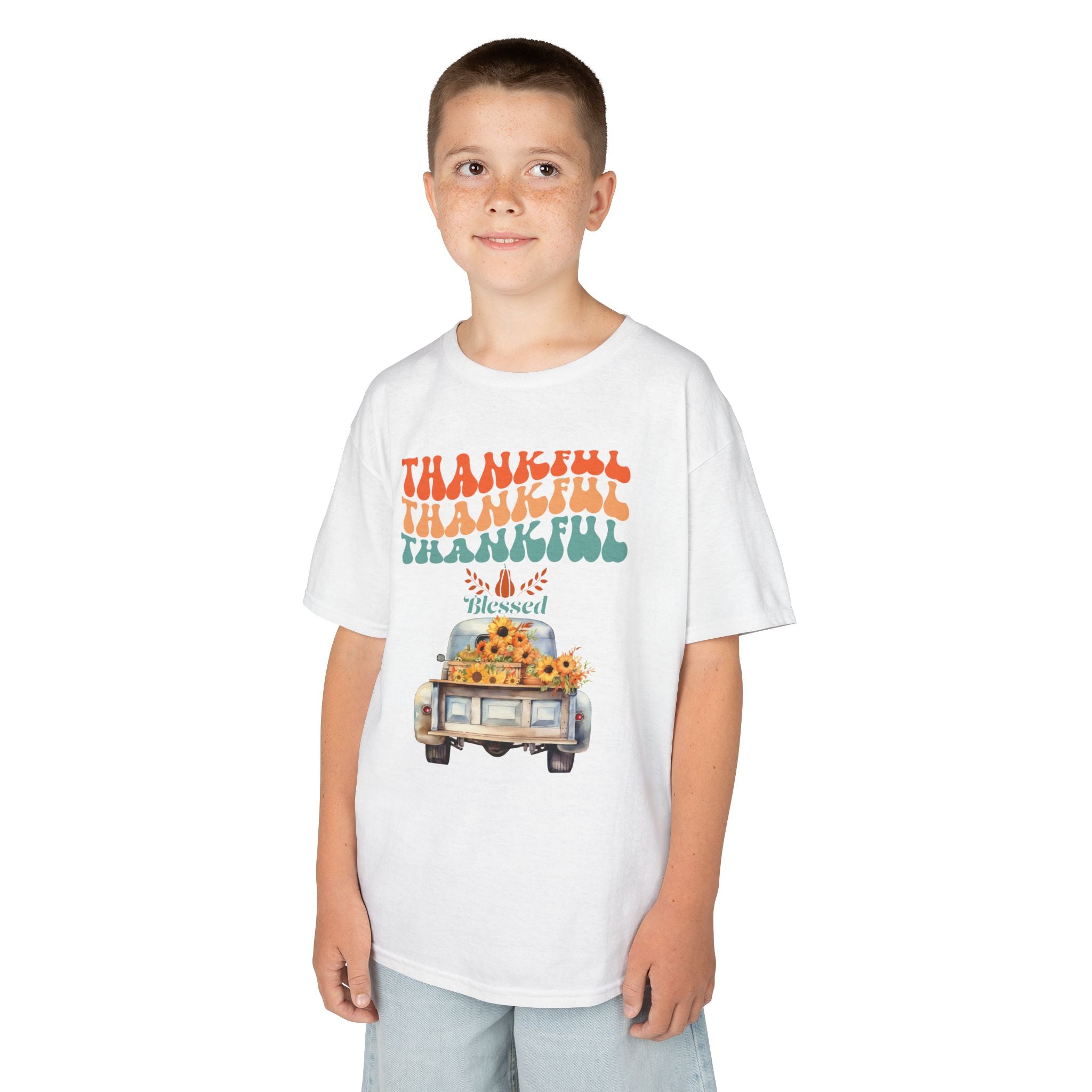 Thankful Kids Tee | Cute Autumn T-Shirt | Thanksgiving Gift | Kids Holiday Wear | Family Gathering Apparel