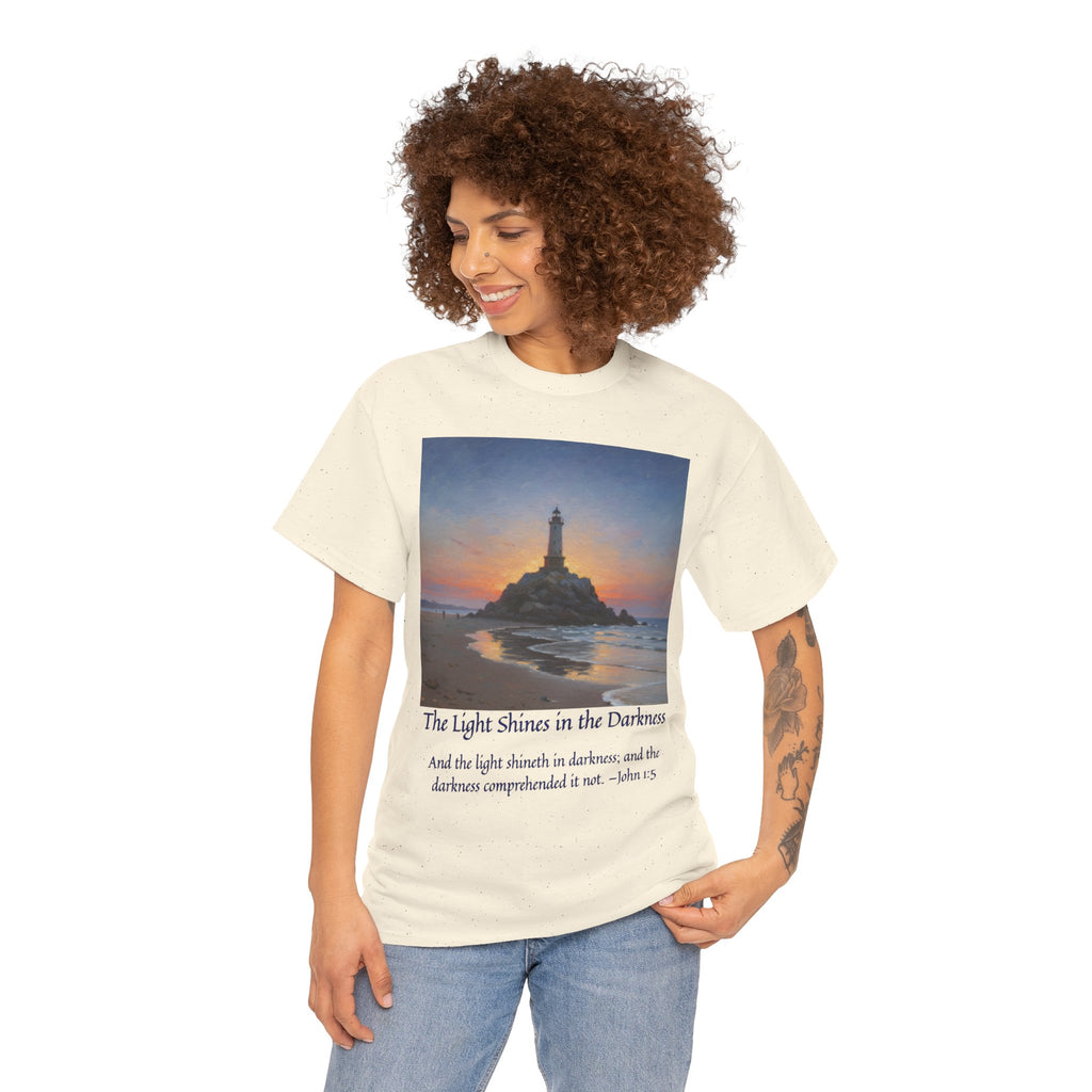 Light in Darkness Unisex Cotton Tee-inspired by Monet, Inspirational Shirt, Bible Verse Tee, Faith-Based Apparel, Perfect Gift for All Occasions