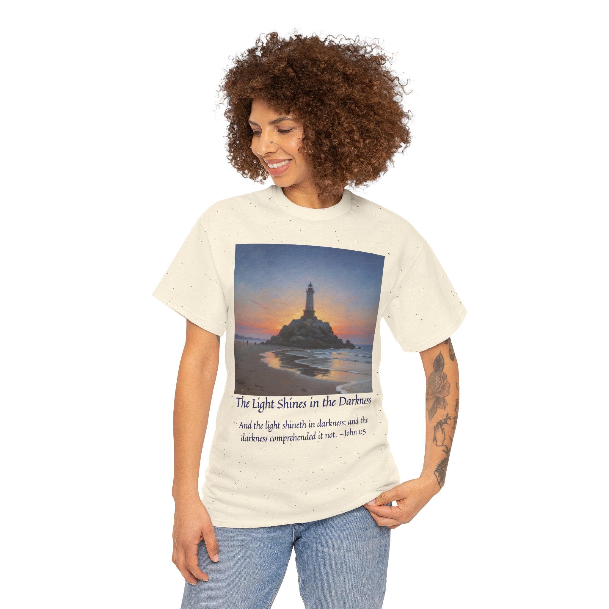 Light in Darkness Unisex Cotton Tee-inspired by Monet, Inspirational Shirt, Bible Verse Tee, Faith-Based Apparel, Perfect Gift for All Occasions
