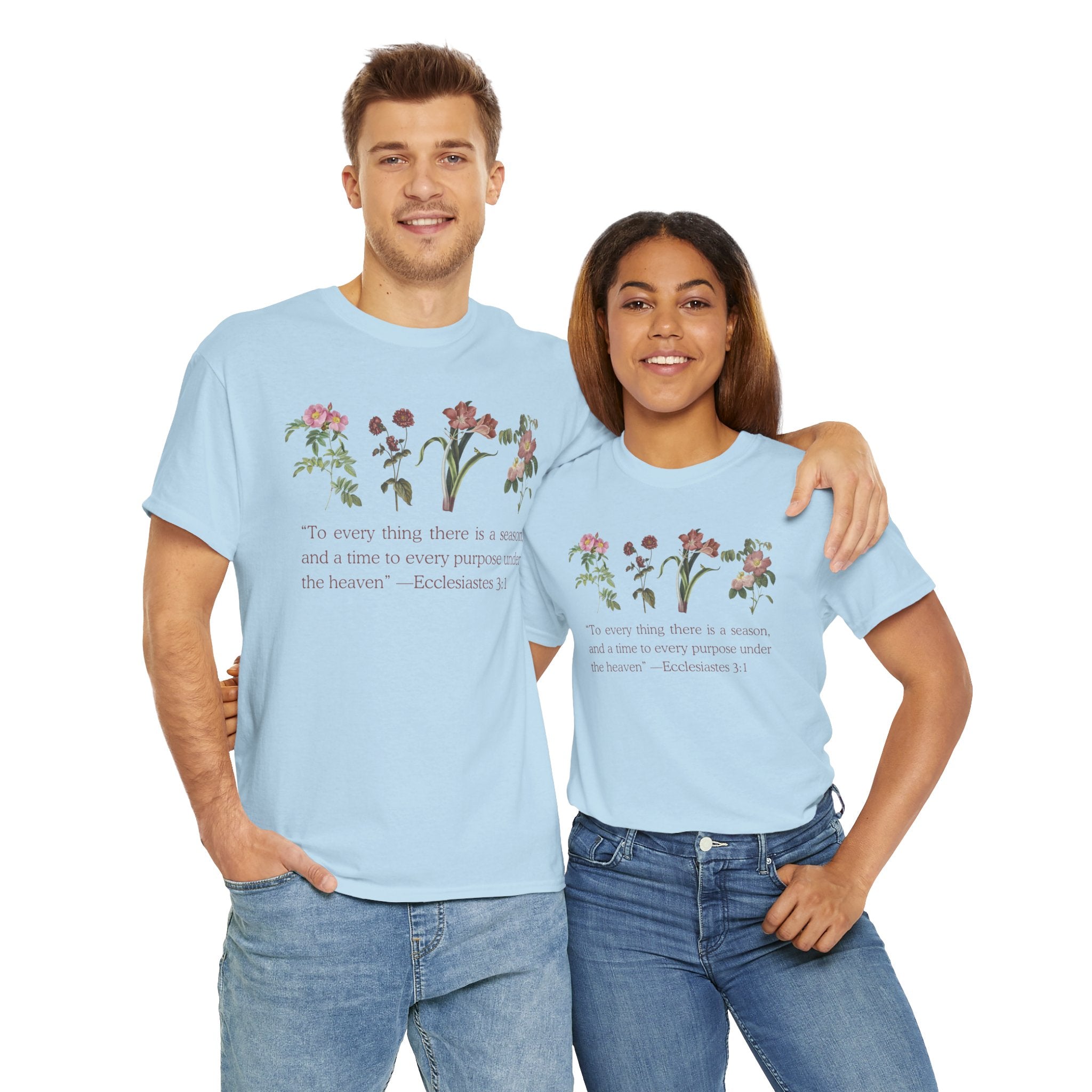 Christian -Biblical Inspirational Floral Quote Tee, Nature Lover Gift, Eco-Friendly Fashion, Casual Everyday Wear