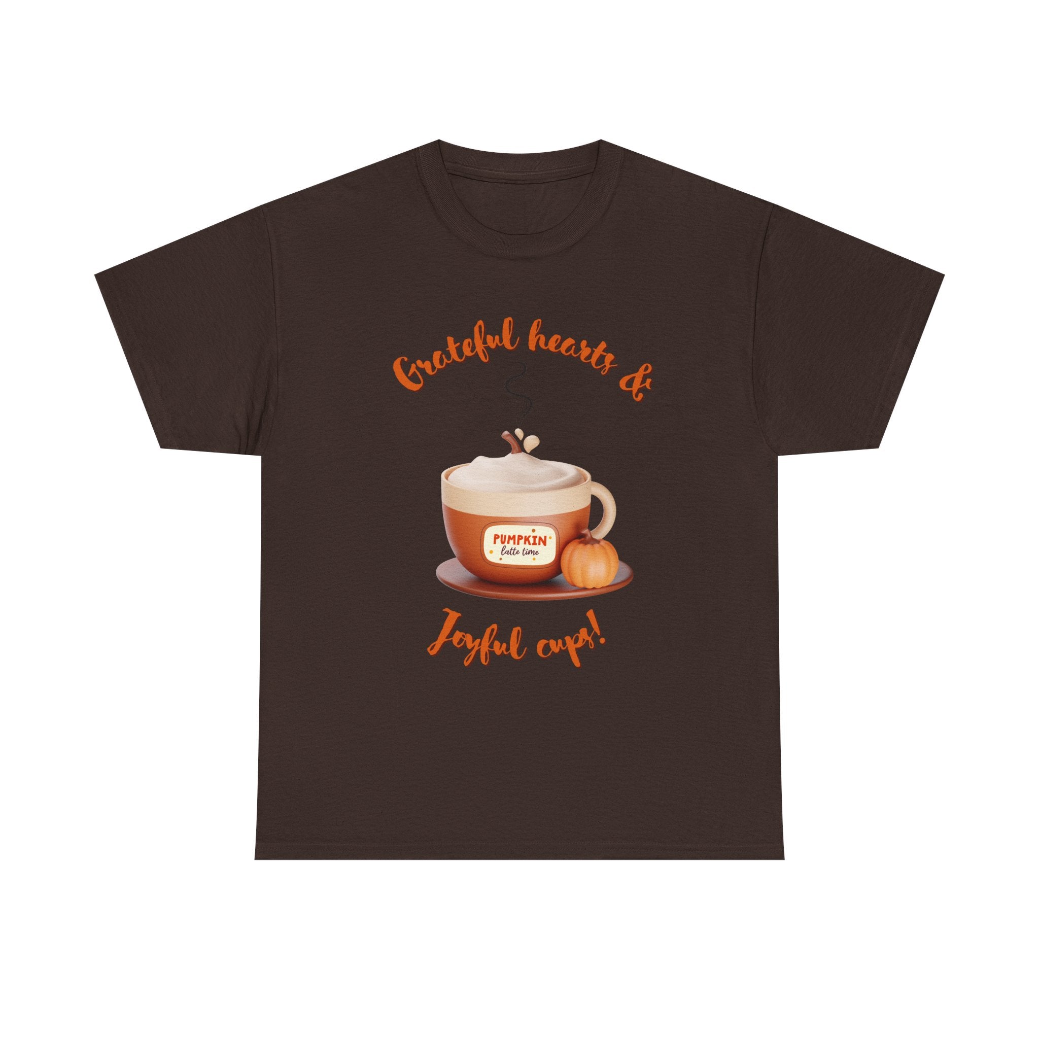 Happy Thanksgiving- Grateful Hearts & Joyful Cups Unisex Tee, Cozy Fall T-Shirt, Thanksgiving Gift, Coffee Lover Apparel, Autumn Fashion