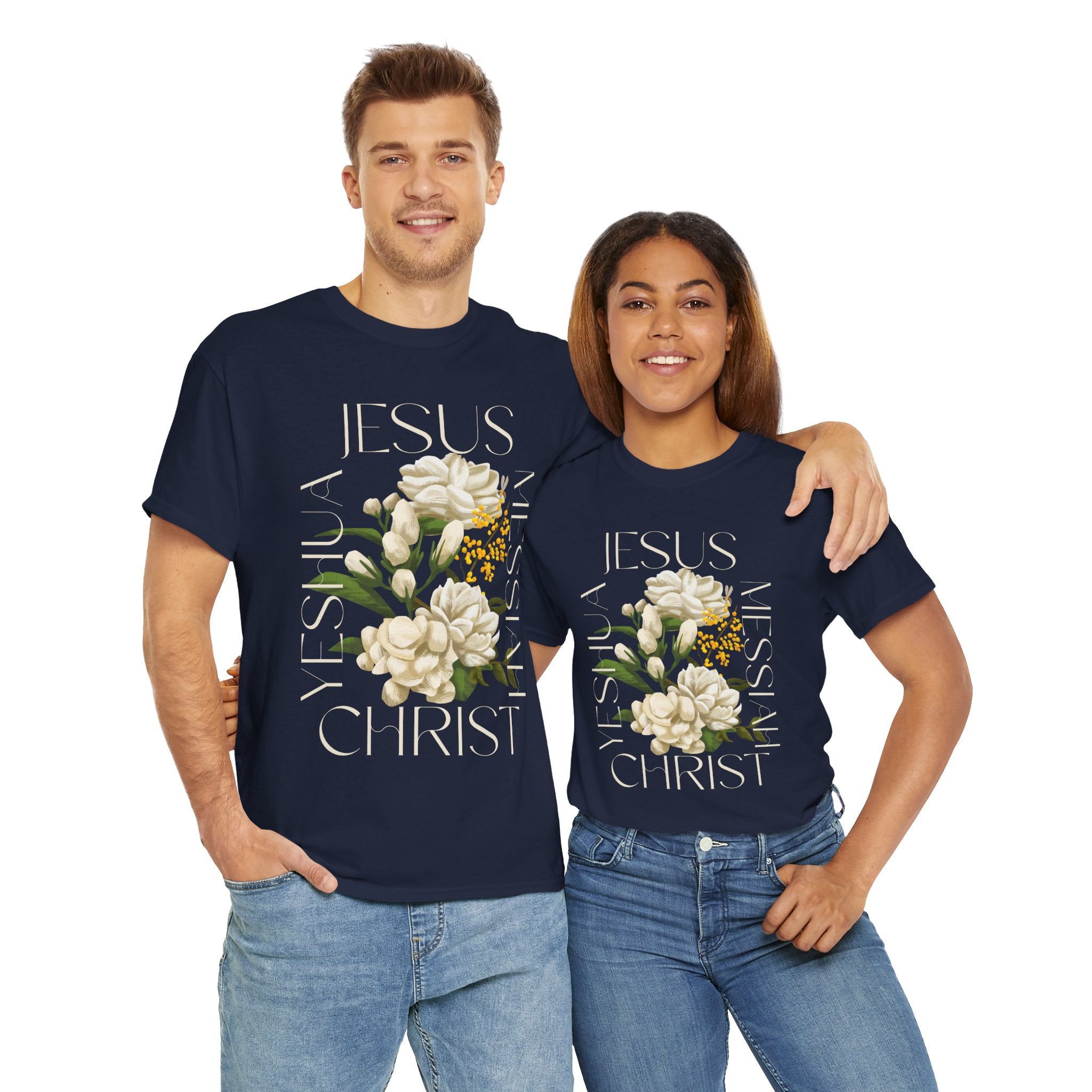 Floral Jesus Christ Tee, Spiritual T-Shirt, Inspirational Unisex Cotton Shirt, Gift for Believers, Christian Apparel
