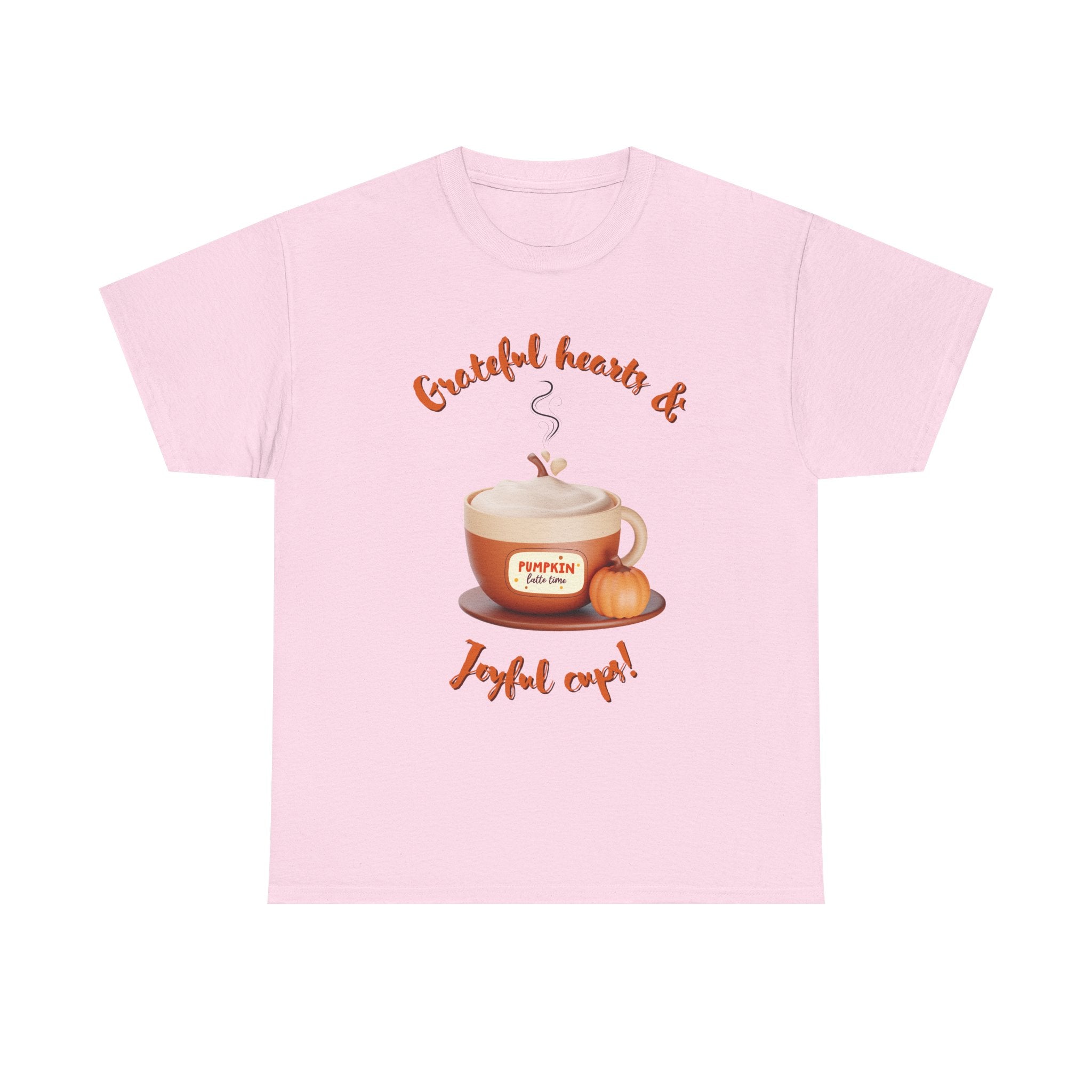 Happy Thanksgiving- Grateful Hearts & Joyful Cups Unisex Tee, Cozy Fall T-Shirt, Thanksgiving Gift, Coffee Lover Apparel, Autumn Fashion