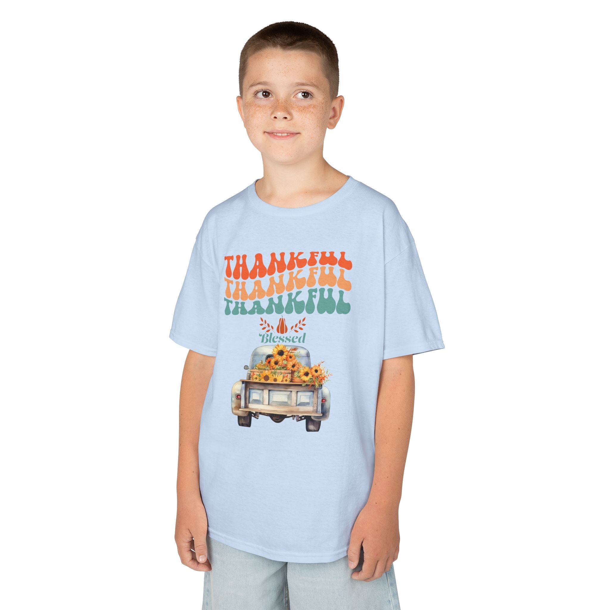 Thankful Kids Tee | Cute Autumn T-Shirt | Thanksgiving Gift | Kids Holiday Wear | Family Gathering Apparel