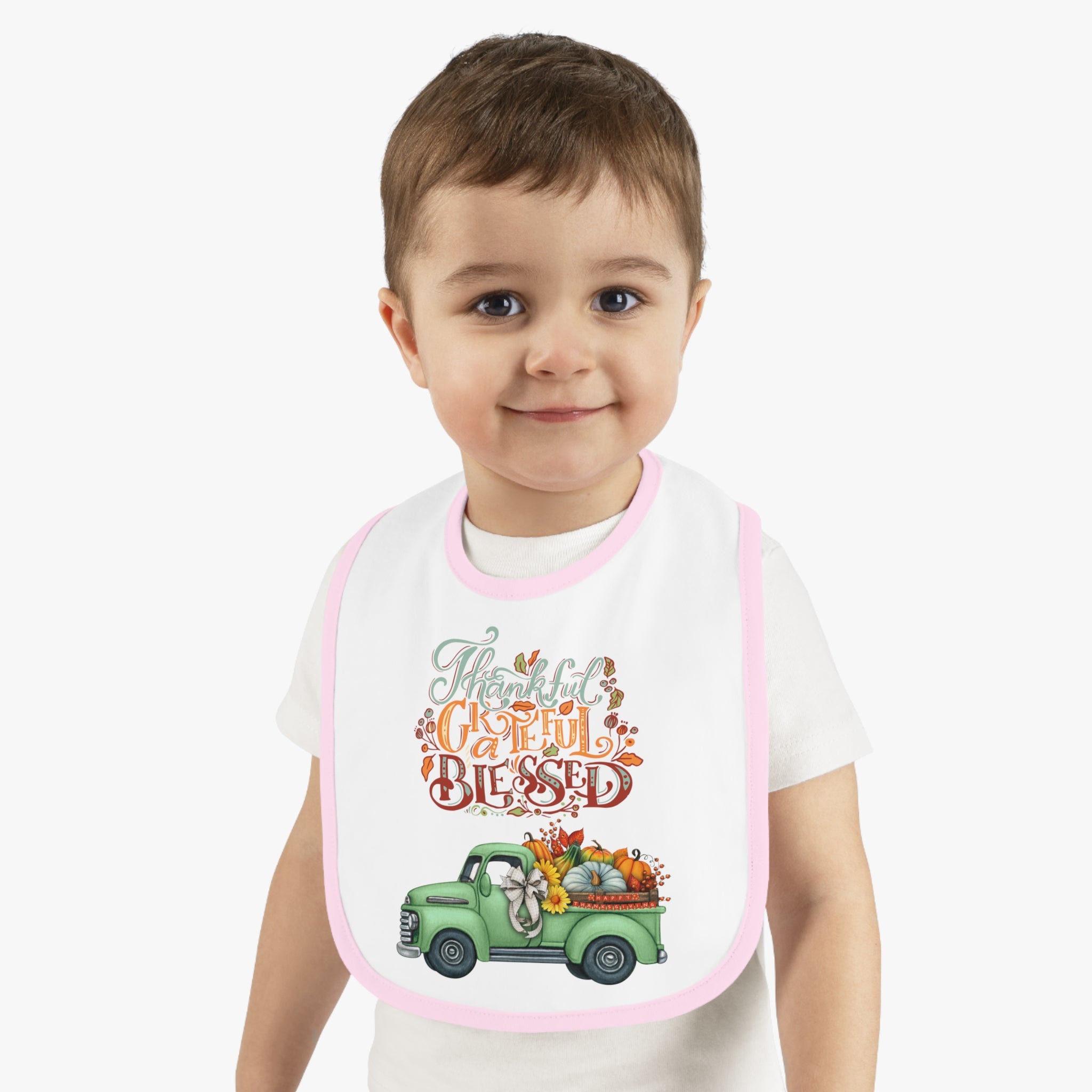 Thankful Bib for Babies | Grateful & Blessed Baby Bib | Cute Fall Bib for Toddlers | Thanksgiving Baby Gift | Holiday Feeding Bib