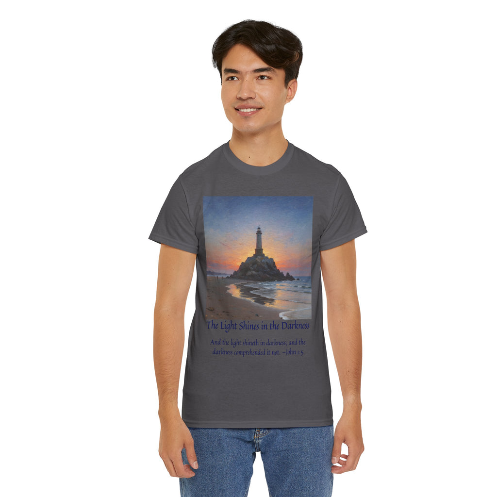 Light in Darkness Unisex Cotton Tee-inspired by Monet, Inspirational Shirt, Bible Verse Tee, Faith-Based Apparel, Perfect Gift for All Occasions